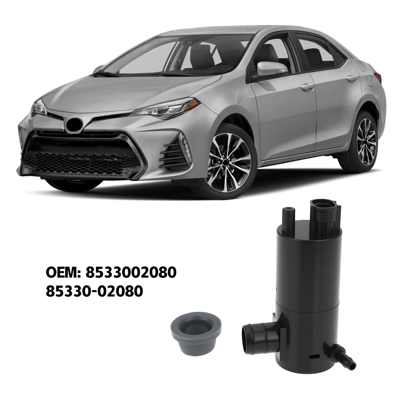 EMSea Pompa spryskiwacza przedniej szyby 85330-02080 kompatybilna z Toyota Corolla 2019-On, 8533002080 85330-02080