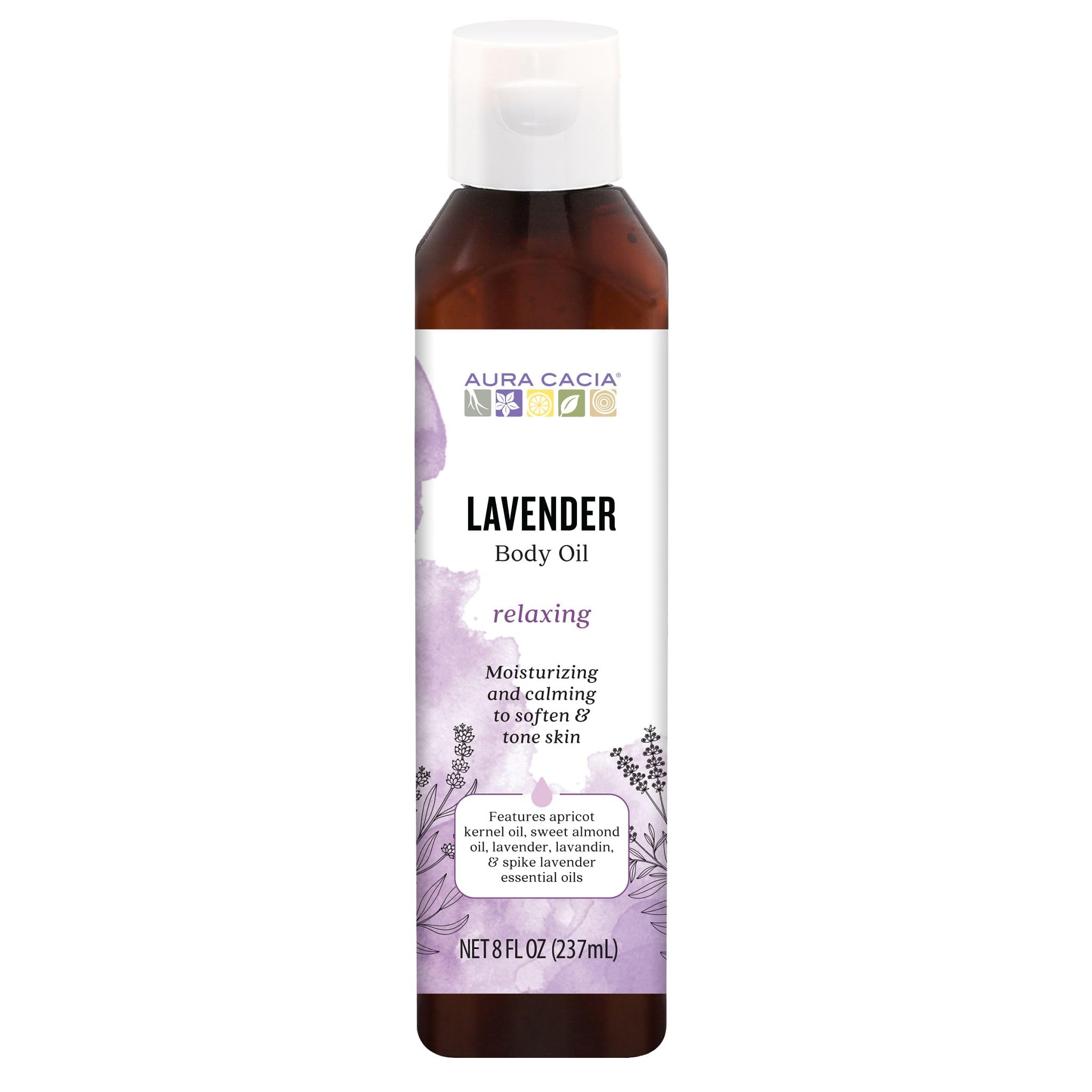 Aura Cacia Body Oil, Relaxing Lavender, 8 Fluid Ounce (Pack of 2)