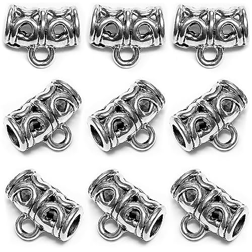 Heather's cf Silver Bail Tube Beads Charm Holder, 85pcs Jewelry