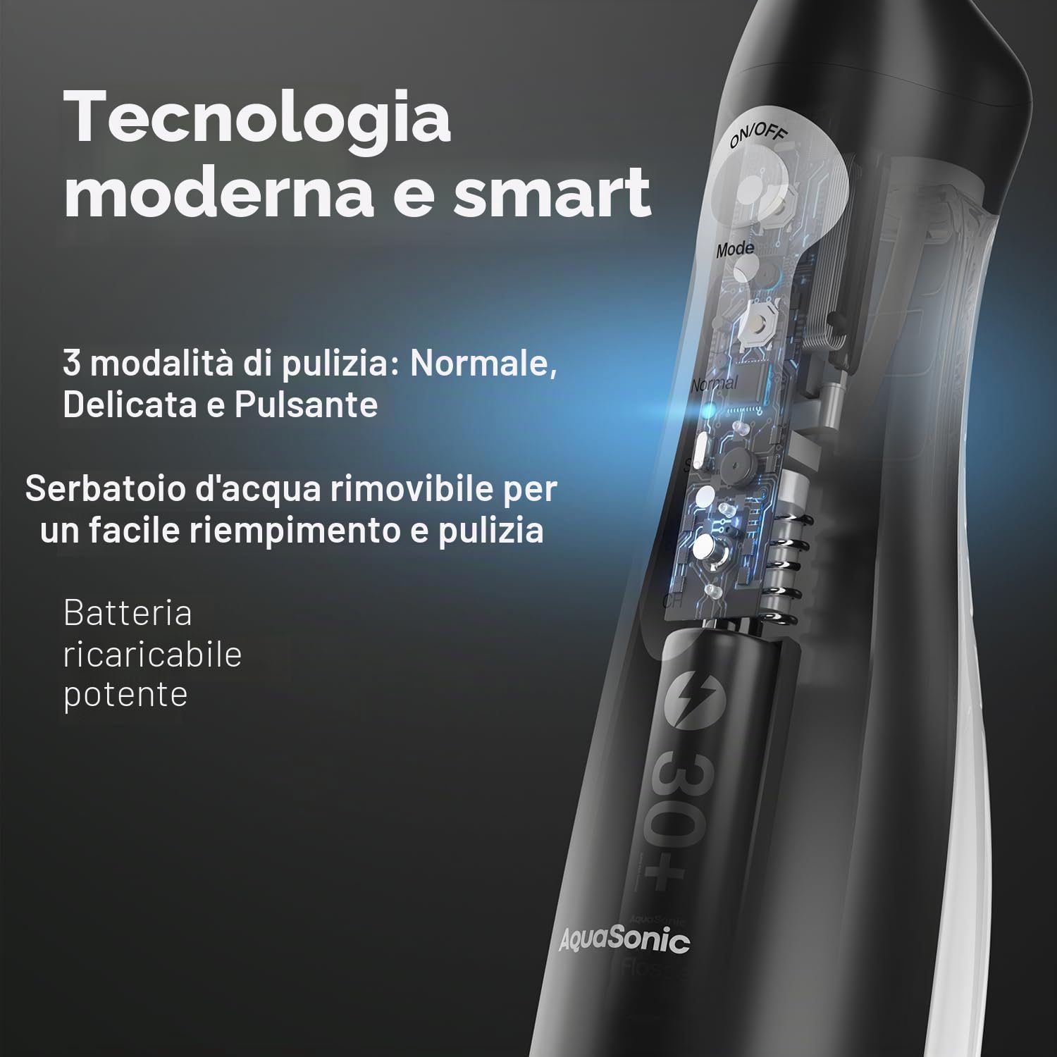 Aquasonic Aqua Flosser - Professional Rechargeable Water Flosser with 4 Tips - Oral Irrigator w/ 3 Modes - Portable & Cordless Flosser - Kids and Braces - Dentist Recommended