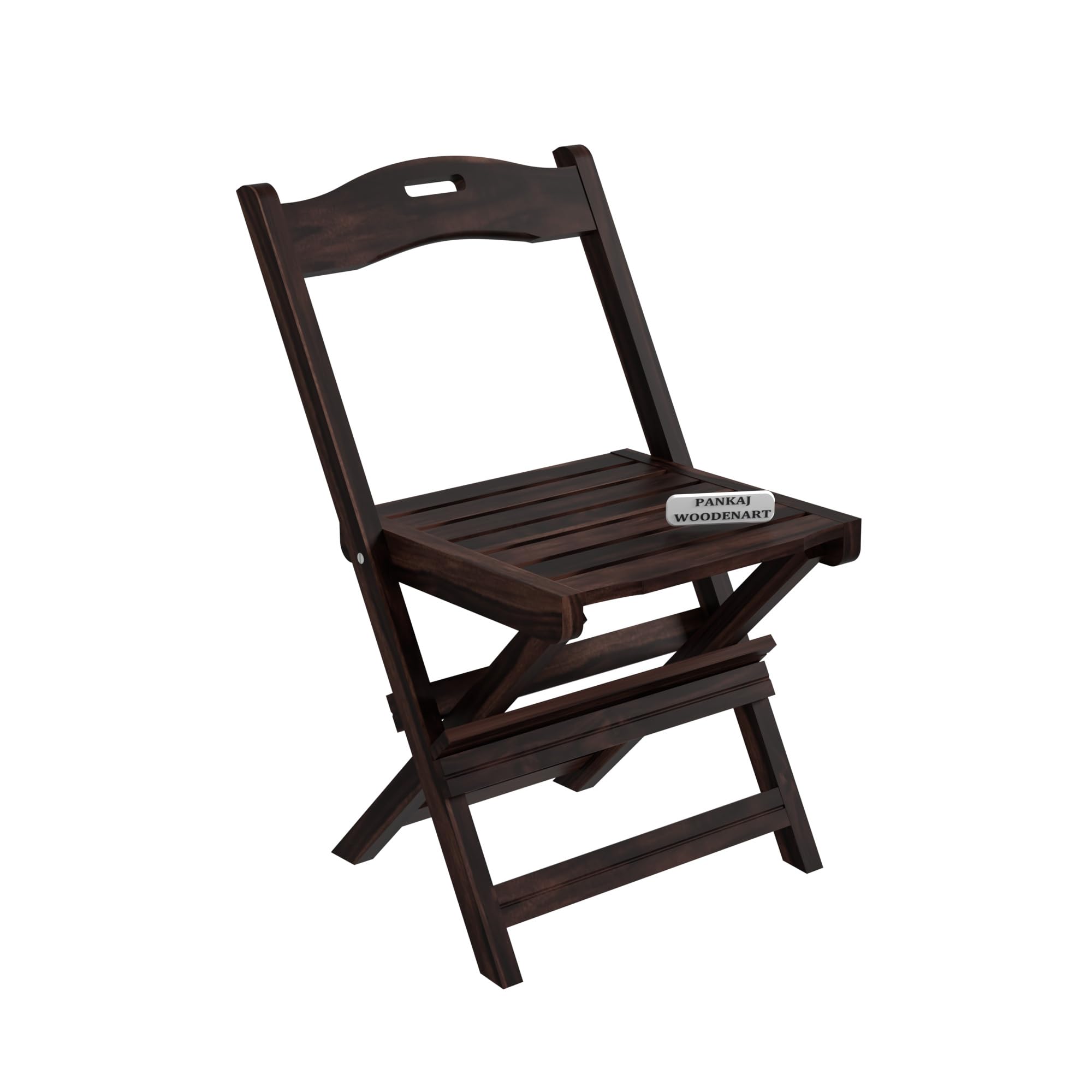 PANKAJ WOODEN ART Wooden Foldable 2 Chair & Square Table Set, Coffee 1