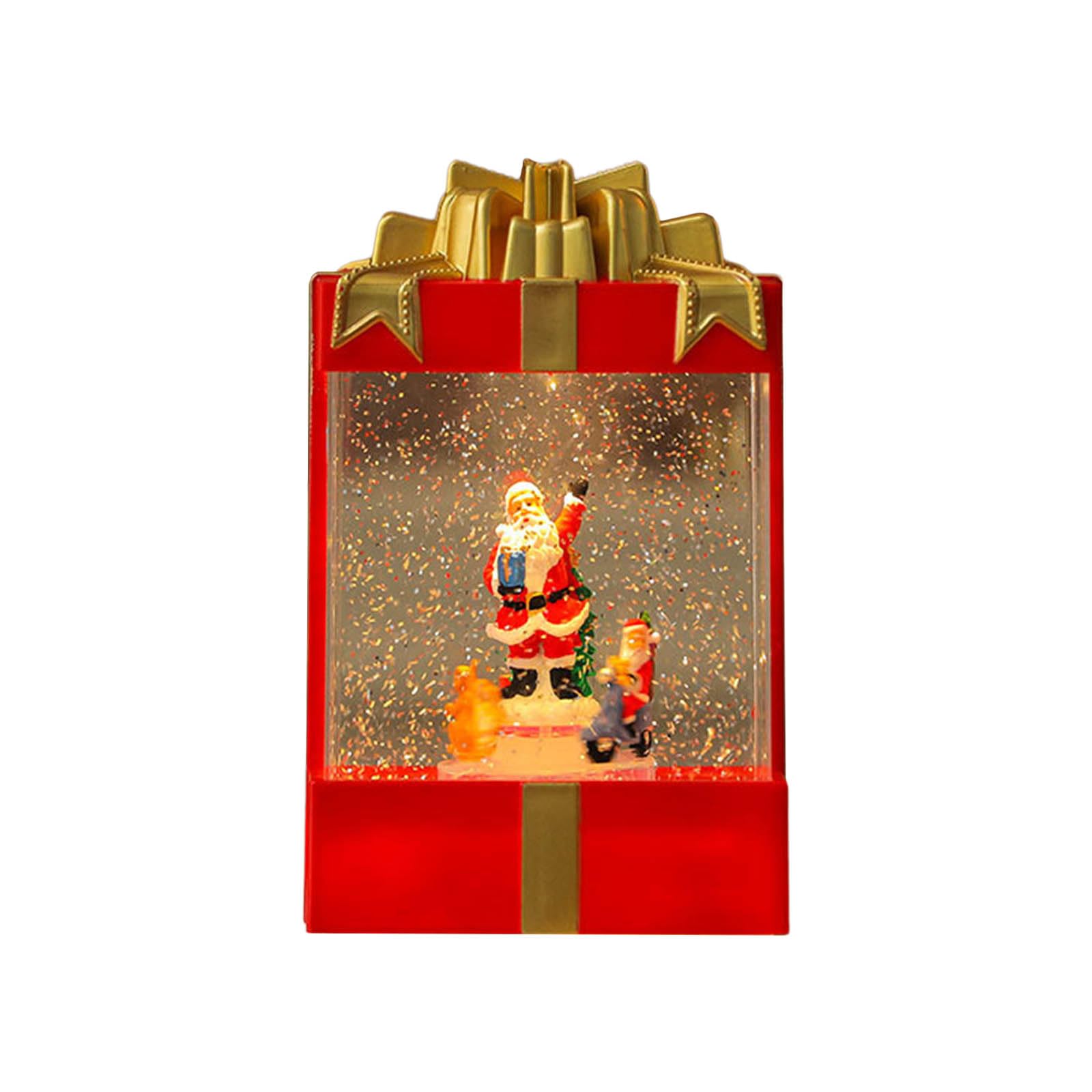 Weihnachts Schneekugel Lichterkette mit Weihnachtsmann Rentierschlitten Dekorationen, leuchtende Kastenform für Kinder, Kinderzimmer, Dekoration, Baumlichter