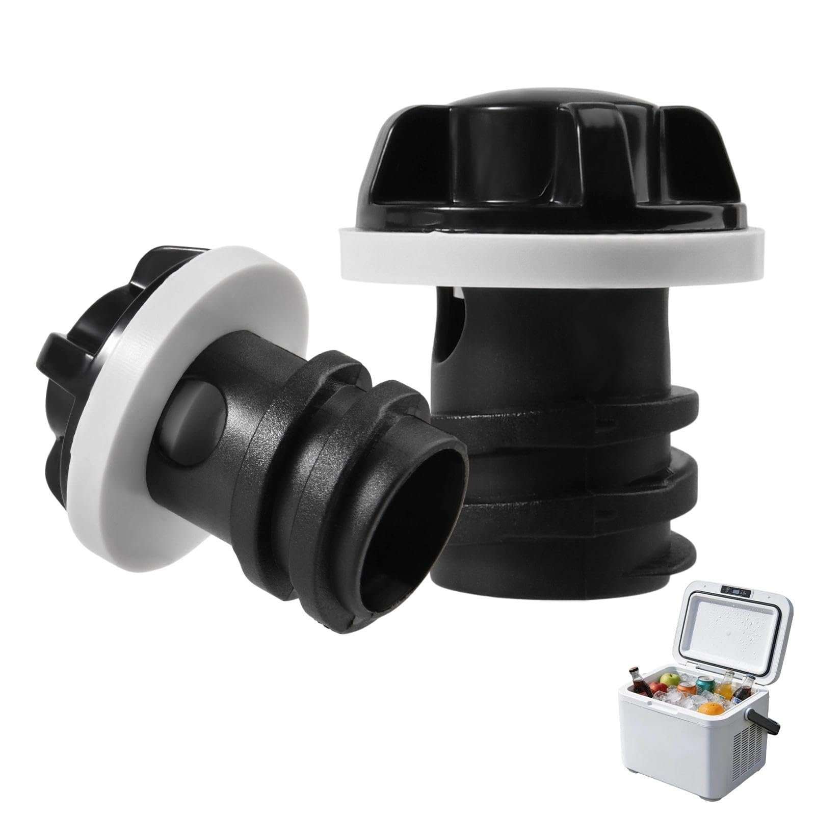 LEONTOOL Cooler Drain Plug for RTIC Coolers, 2 Pack Large & Small Replacement Plugs Compatible with RTIC 20QT, 45QT, 65QT Coolers with New 2 Drains, Easy-Turn Threaded Leak-Proof Ice Chest Plugs