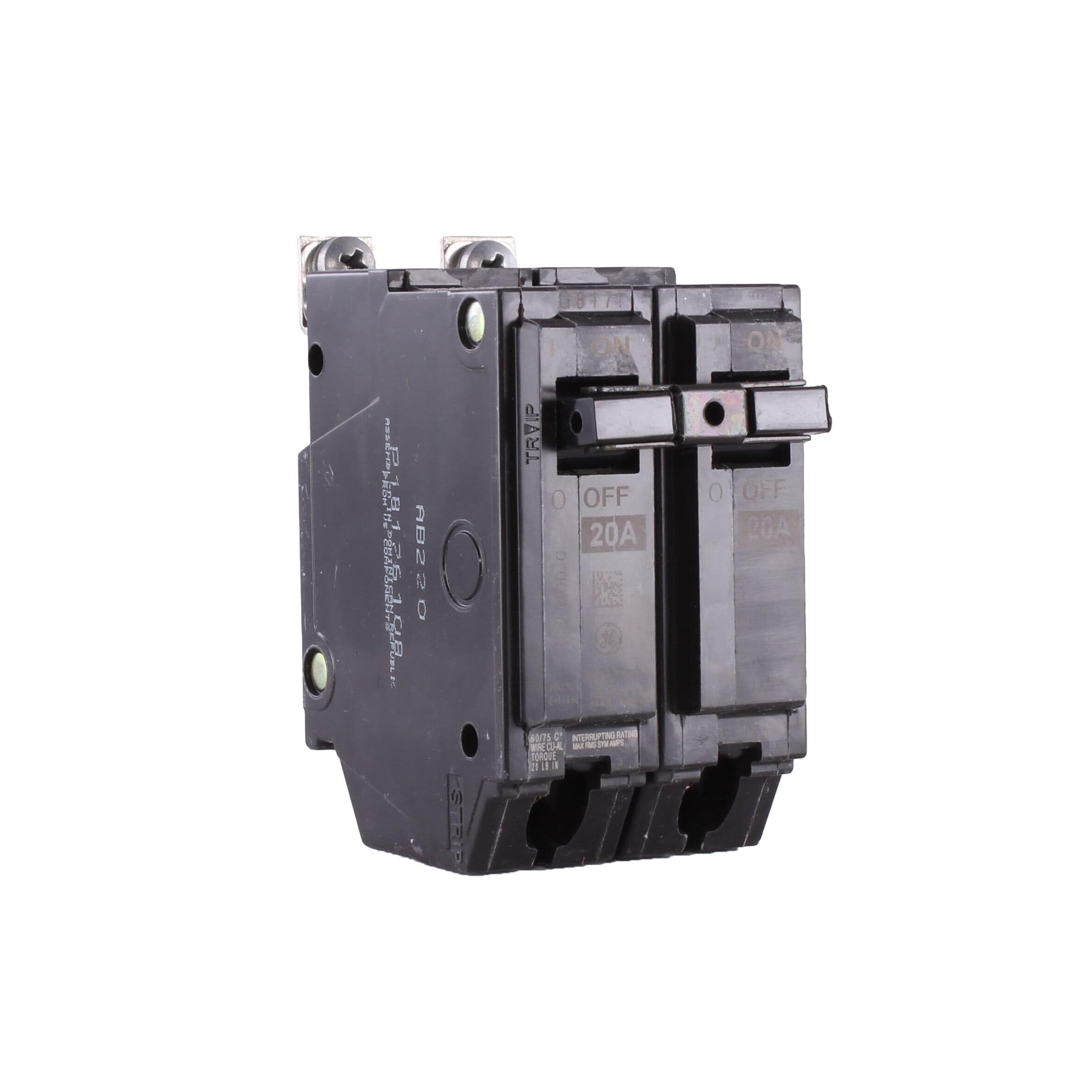 ABBTEY/Q-Line® THQB2120 2-Pole Miniature Circuit Breaker • 20A Double Pole Breaker • 120/240 VAC, 10 kA Interrupt • Thermal Magnetic Trip • Bolt-On Installation • HACR Rated