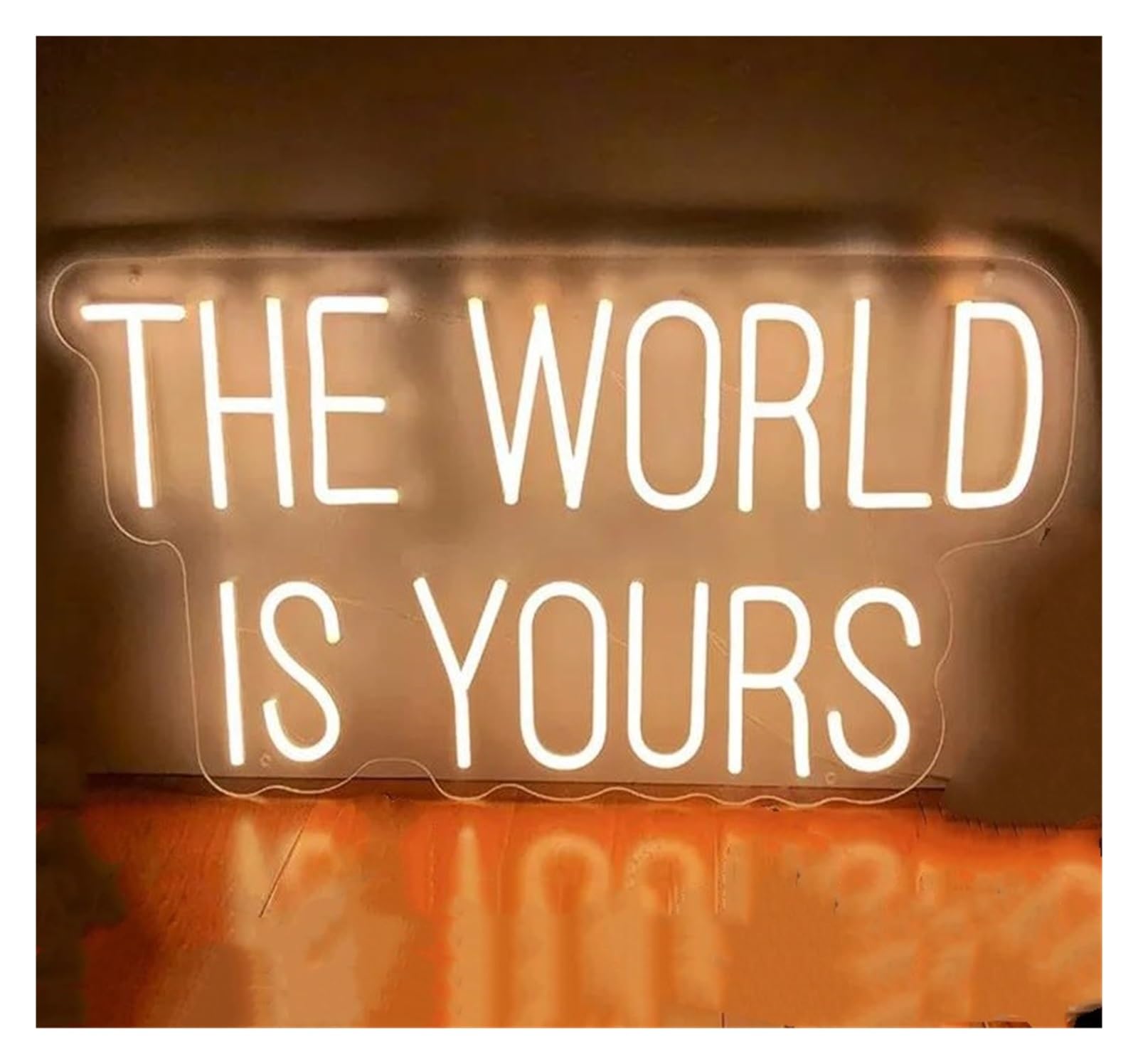 SHOUXI Sign Lamp The World is Yours Neon Sign Light Wedding Birthday Outdoor Indoor Room Wall Hanging Decor 40x20cm(Warm White)