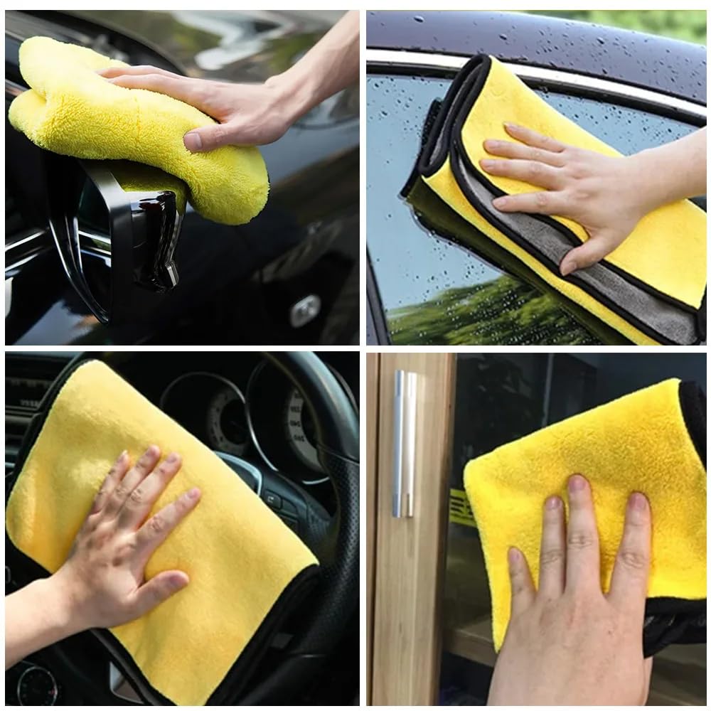 Asciugamano in microfibra per auto Panno in microfibra Asciugamano per lavaggio in microfibra Panno di pulizia Lavaggio auto Asciugamani per asciugatura Auto Detailing T054-5pcs-giallo