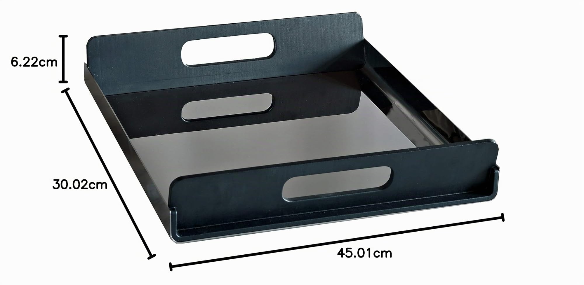 Alessi GIA01/45 Vassily Vassoio Rettangolare in Acciaio Inossidabile 18/10 Lucido con Manici in Resina Termoplastica, Nero