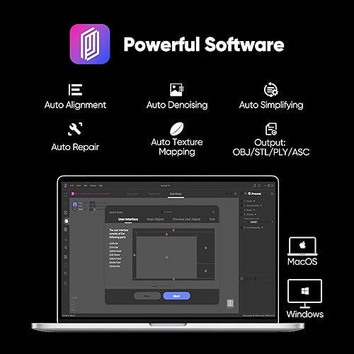 Miniatura 7 de Seal Lite - Escáner 3D de mano para impresora 3D, 0.001 in de alta precisión detallada, escaneo de 10 FPS con lentes antivibración, escáner modelo