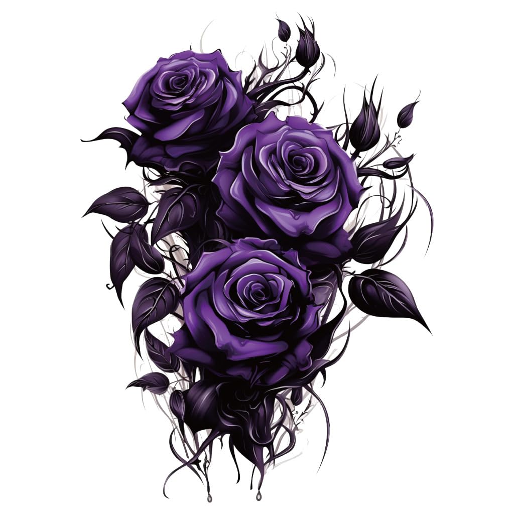 Winhappyhome Dark Purple Rose Pattern Wall Stickers Bedroom Living Room Decoration Decal Sticker