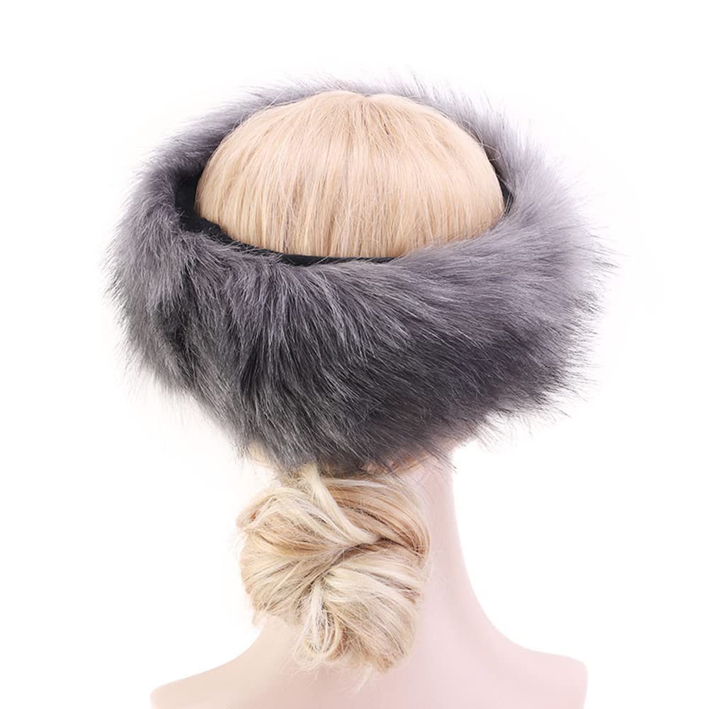 Fascia Invernale Per Orecchie In Finta Pelliccia – Donna – Soffice E Calda – Colore Blu Navy – Taglia Unica 32x12 Cm - 4