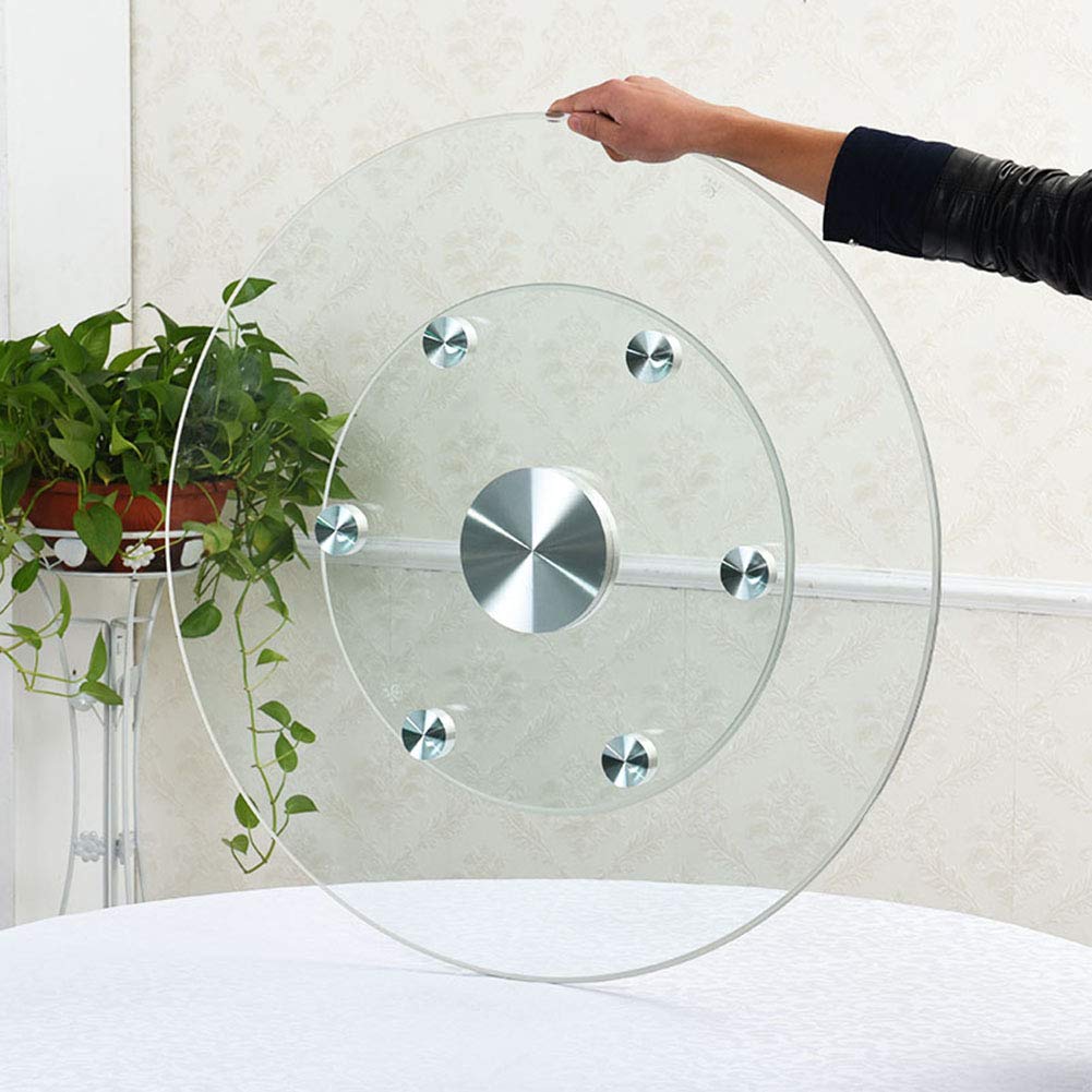 Plateau tournant Lazy Susan, Plateau tournant Lazy Susan Plateau de Service Rotatif en Verre Transparent Roulement en Alliage d'aluminium Stable et Non incliné