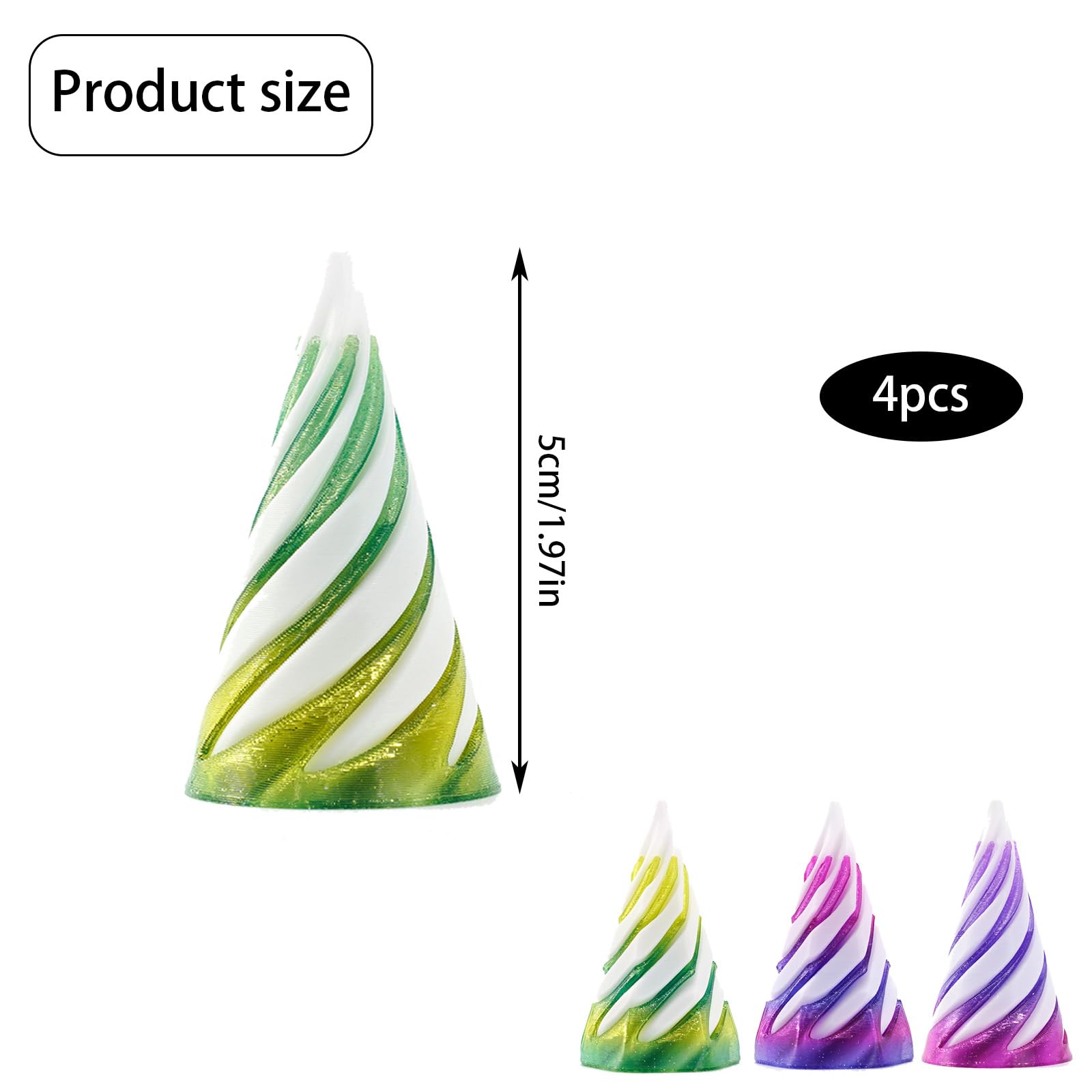 4 Pieces Spiral Cone Fidget Toy, 3D Printed Toys, Impossible Cone Fidget Toy - Image 2