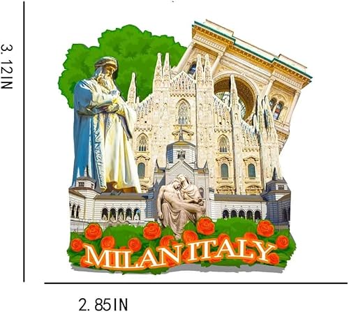 Miniatura 3 de Imán de Italia Milán para nevera, hitos de madera 3D, recuerdos coleccionables, decoración hecha a mano -109