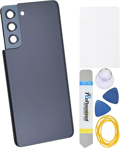 Phantom - Cubierta de plástico gris para Samsung Galaxy S21 con marco de cámara trasera, cubierta de cristal de la cámara trasera, kit de