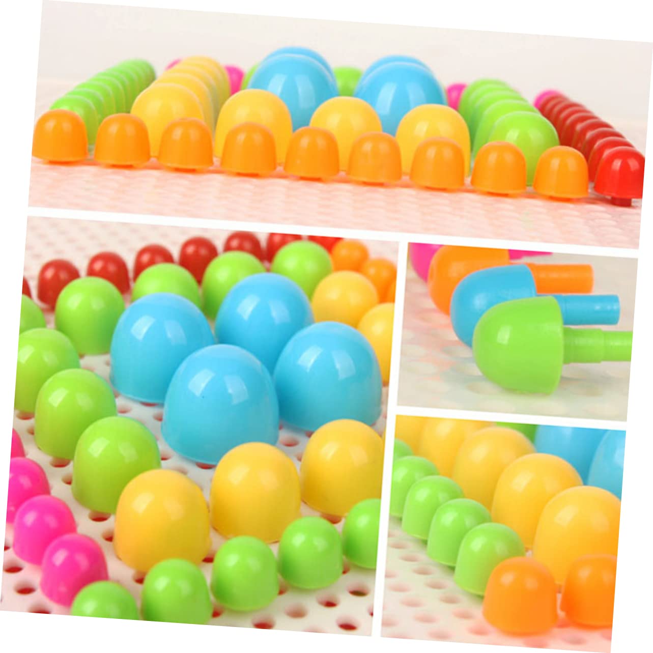 KOMBIUDA Gioco Educativo con 296 Elementi di Chiodi a Fungo in Plastica per Ragazzo Ragazza, Puzzle Creativo con Pegboard e Cestino Portaoggetti per Attività Homeschooling e Colore Casuale