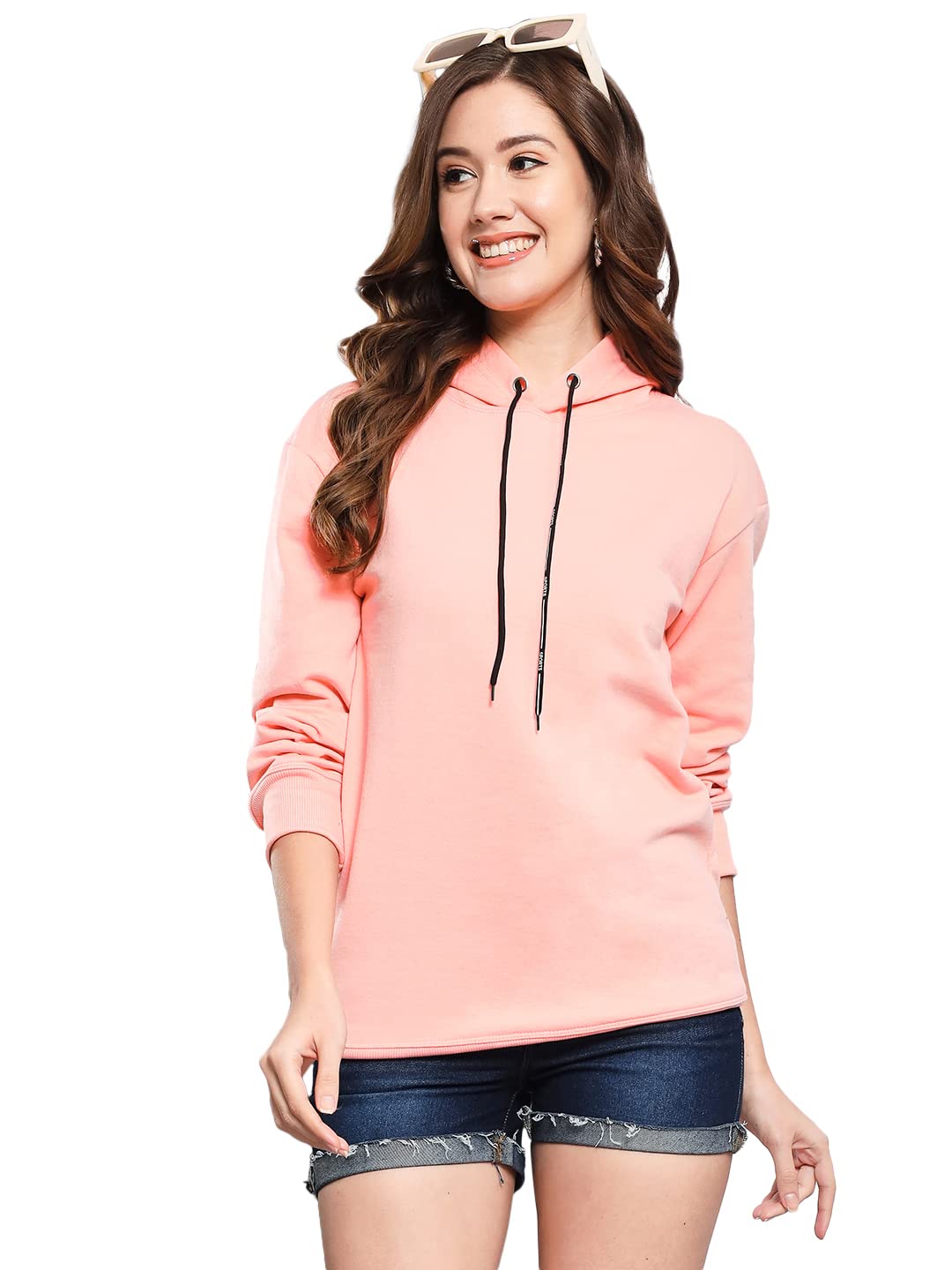 Regular Fit Cotton Fleece Long Full Sleeves Solid Hooded Neck Jumper Sweatshirt Casual Winter Wear for Women & Girls-image-11