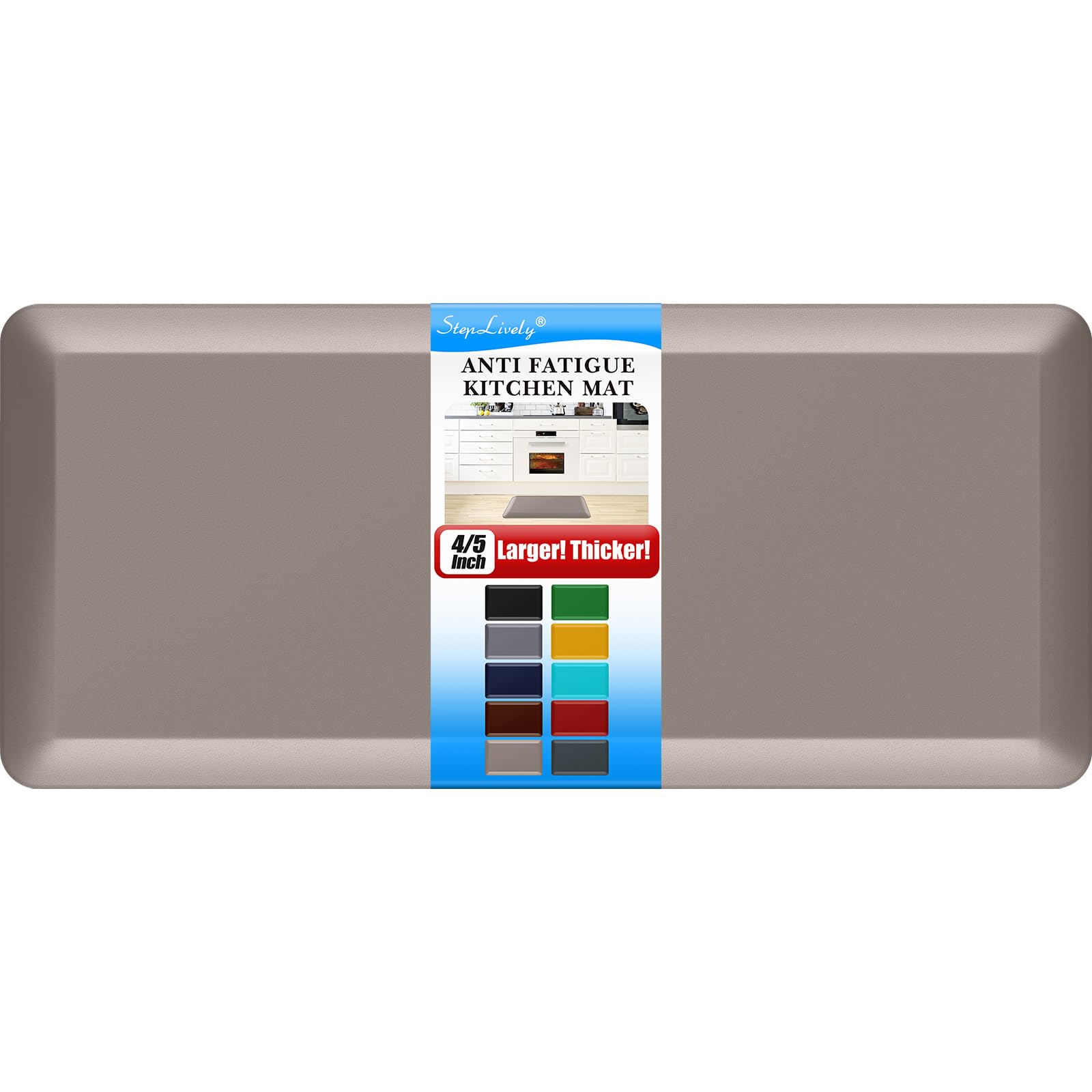 4/5 Inch Thick Kitchen Mat - Cushioned Anti Fatigue Mats for Kitchen Floor - Easy to Clean, Waterproof, Non-Slip Kitchen Rug for Sink, Office, Kitchen