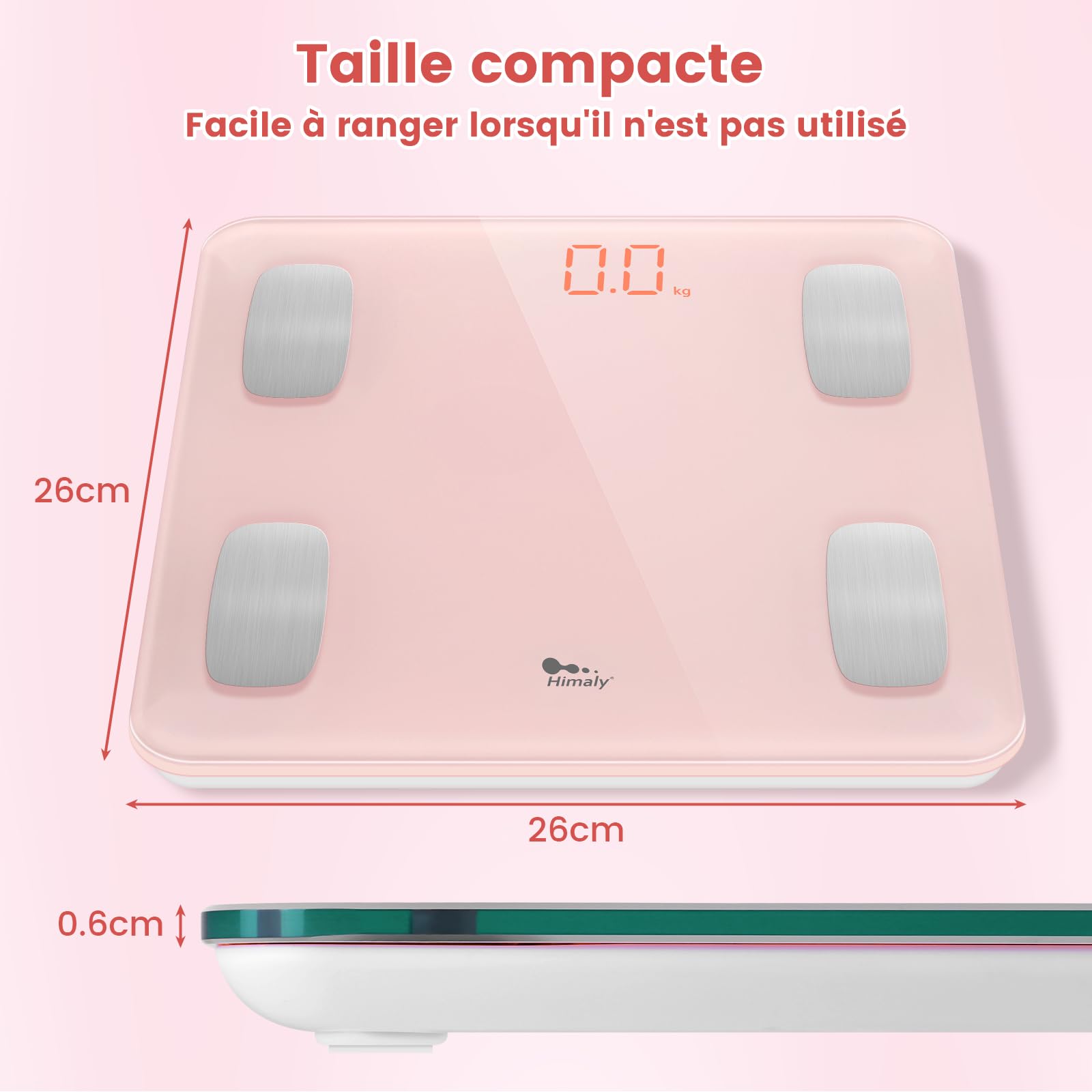 himaly Pèse Personne Impédancemètre, Balance Pèse Personne Connecté Bluetooth-compatible, Balance Salle de Bains Multi-Utilisateurs avec 14 Données Corporelles