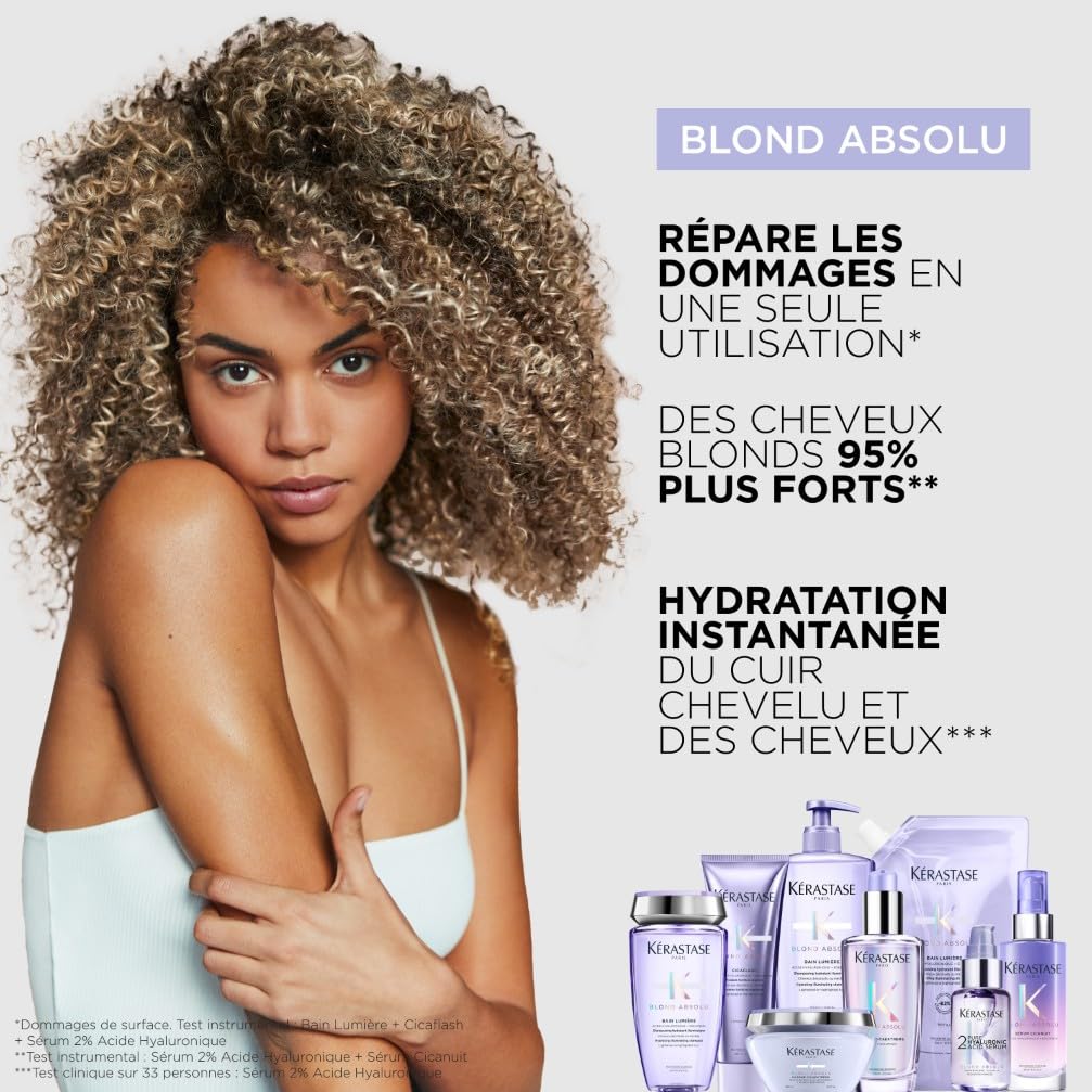 KÉRASTASE Blond Absolu - Coffret de Fin d'Année - Bain Lumière + Fondant Cicaflash + Sérum Cicaplasme - Fortifie & Illumine - Acide Hyaluronique & Edelweiss - Cheveux Blonds Décolorés ou Méchés