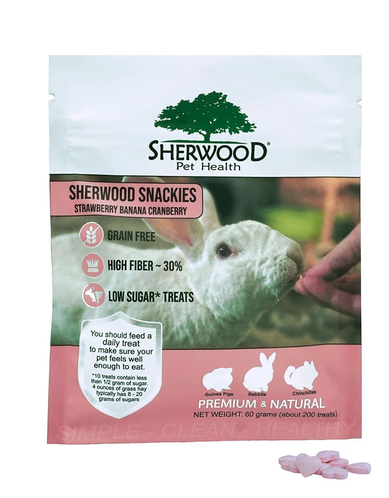 Sherwood Pet HealthSnackies for Chinchillas, Rabbits & Guinea Pigs, Grain-Free, Real Fruit, Low Sugar and High in Fiber Treats in Multiple Flavors