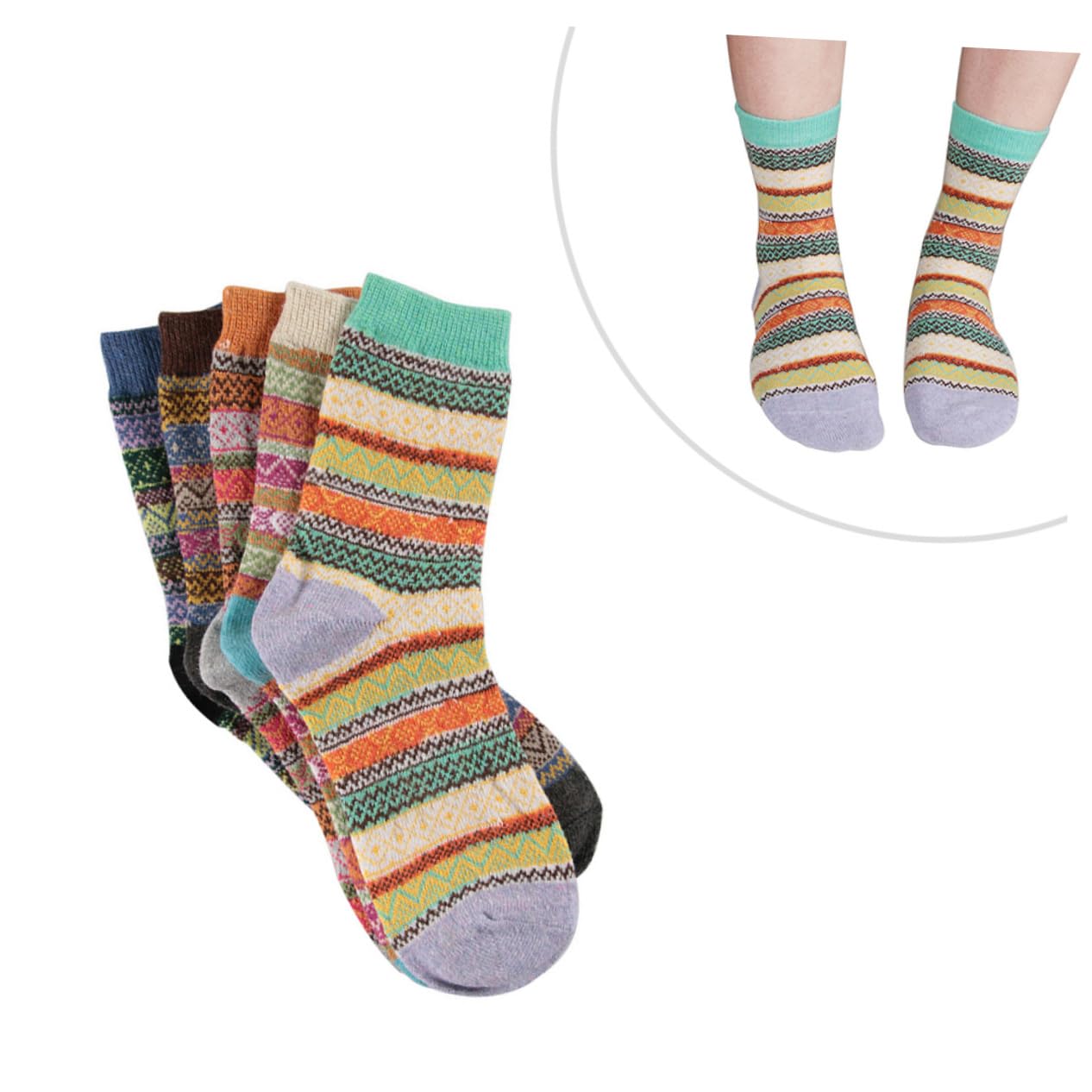 SHERCHPRY 10pares Calcetines De Lana Para Mujer Diseño Vintage Térmicos y Cómodos Para Invierno Paquete
