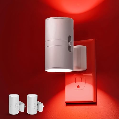 L LOHAS LED Luz nocturna, luces nocturnas rojas enchufables a la pared, luces nocturnas LED, sensor de luz, rojo de ayuda pronunciada, luz nocturna