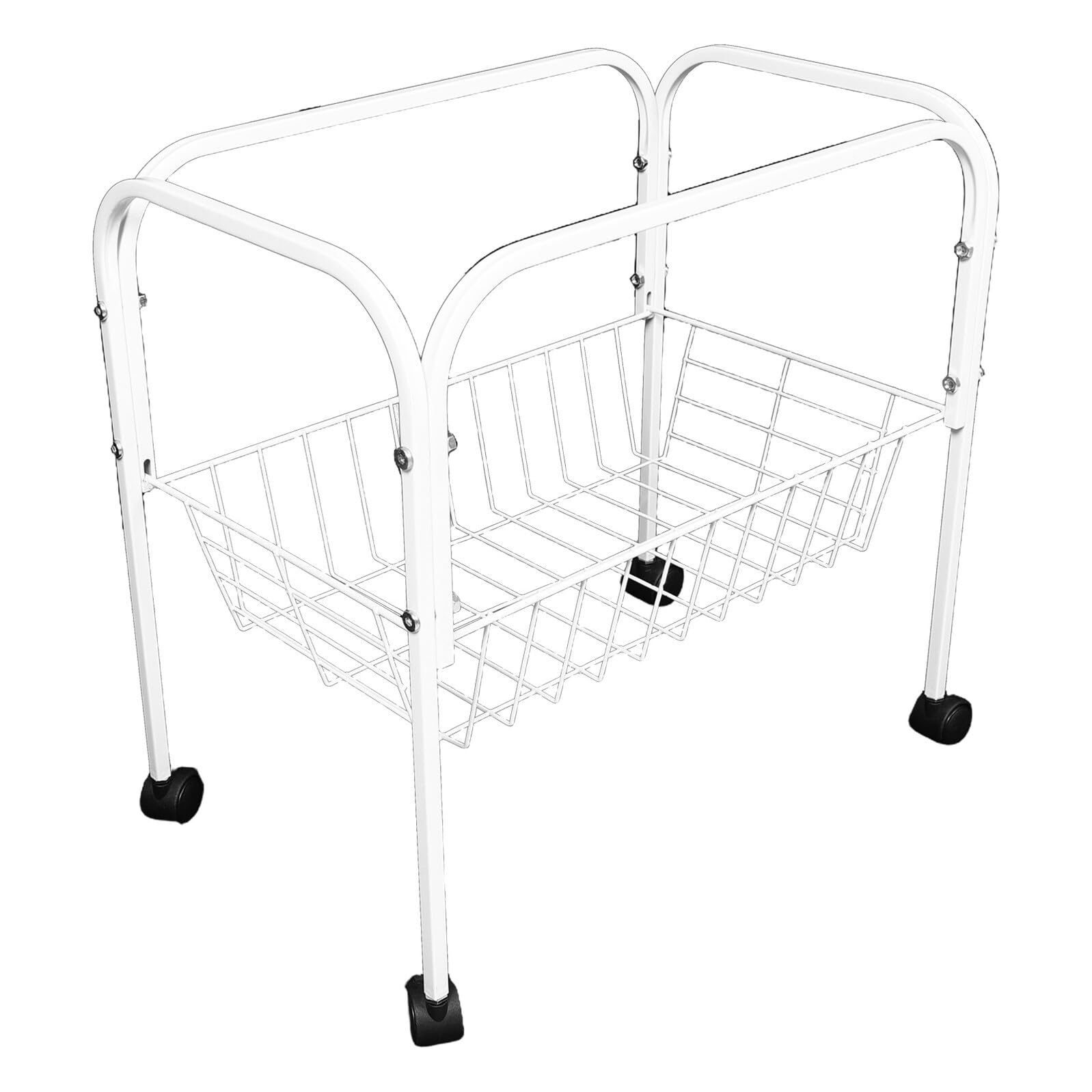 Support cage oiseaux 45 cm blanc à roulettes avec étagère