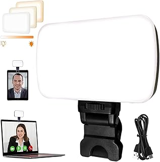 Video Conference Light, Zoom Call Lamp for Laptop, Computer, Recording, Laptop, Remote Meeting, Live Streaming with Webcam Mount, Over 360 Lumens (Battery)