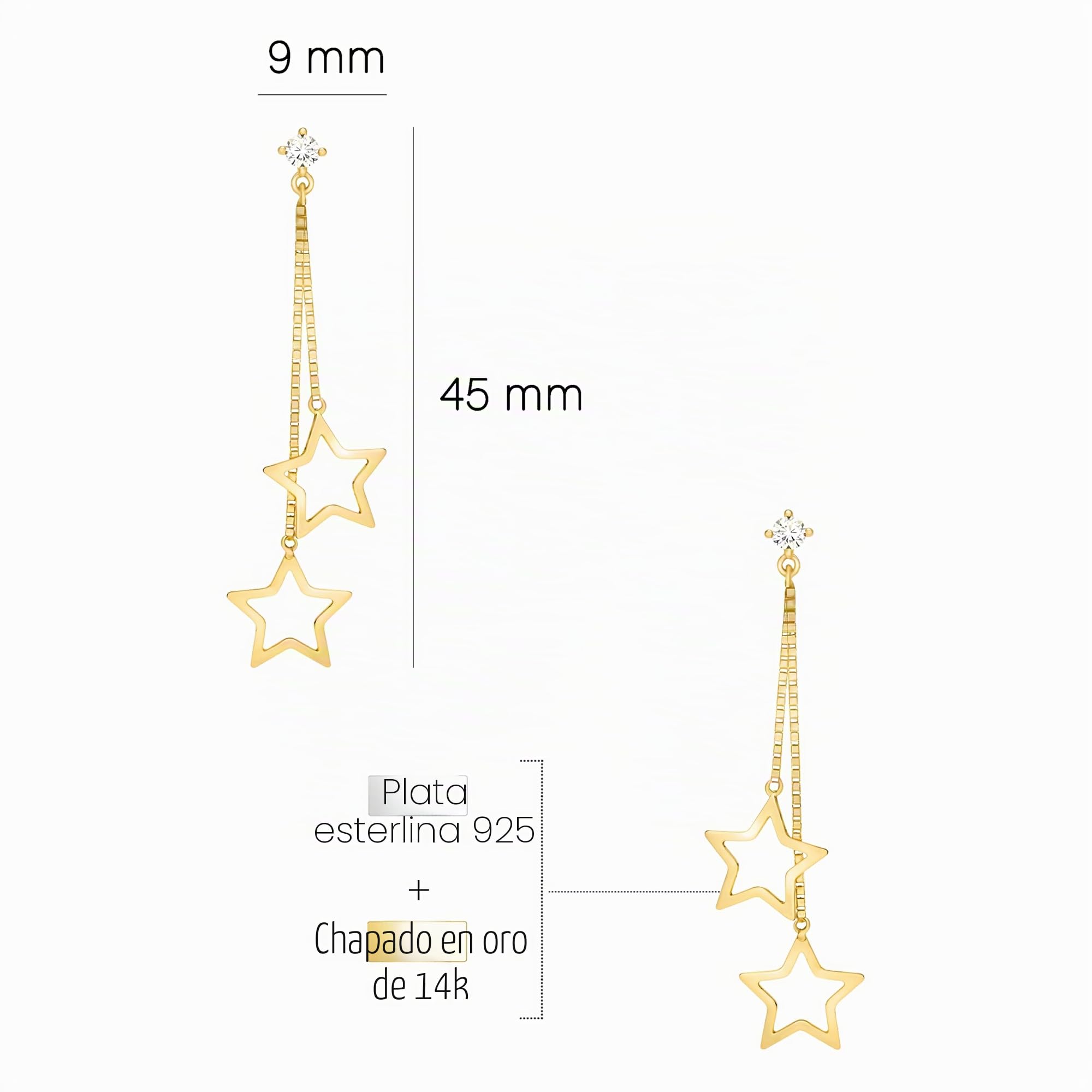 SOFIA MILANI - Pendientes para Mujeres en Plata de Ley 925 - Con Circonitas - Pendiente Colgante de Estrella