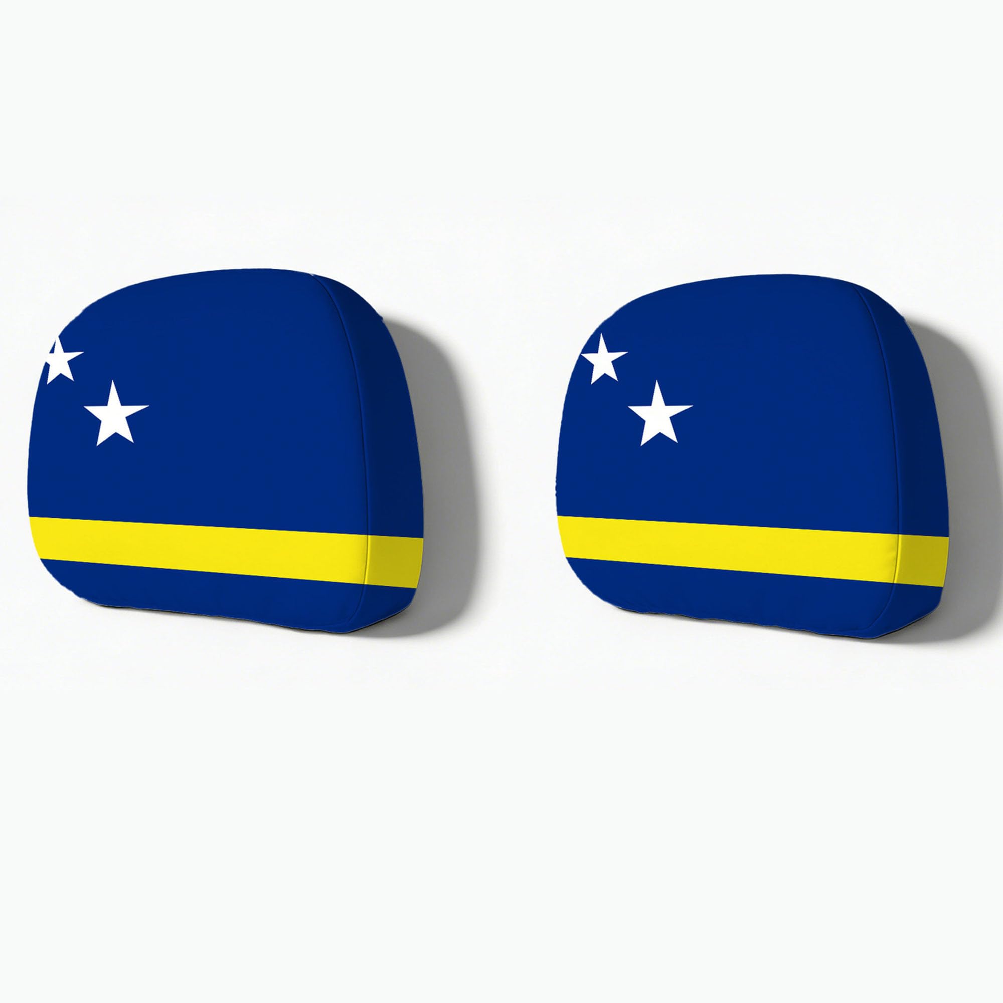 Yazvnto Normal Football Fan Car Headrest Cover Set For Curaçao National Flag Design, Universal Auto Seat Headrest Protector Headrest Sle