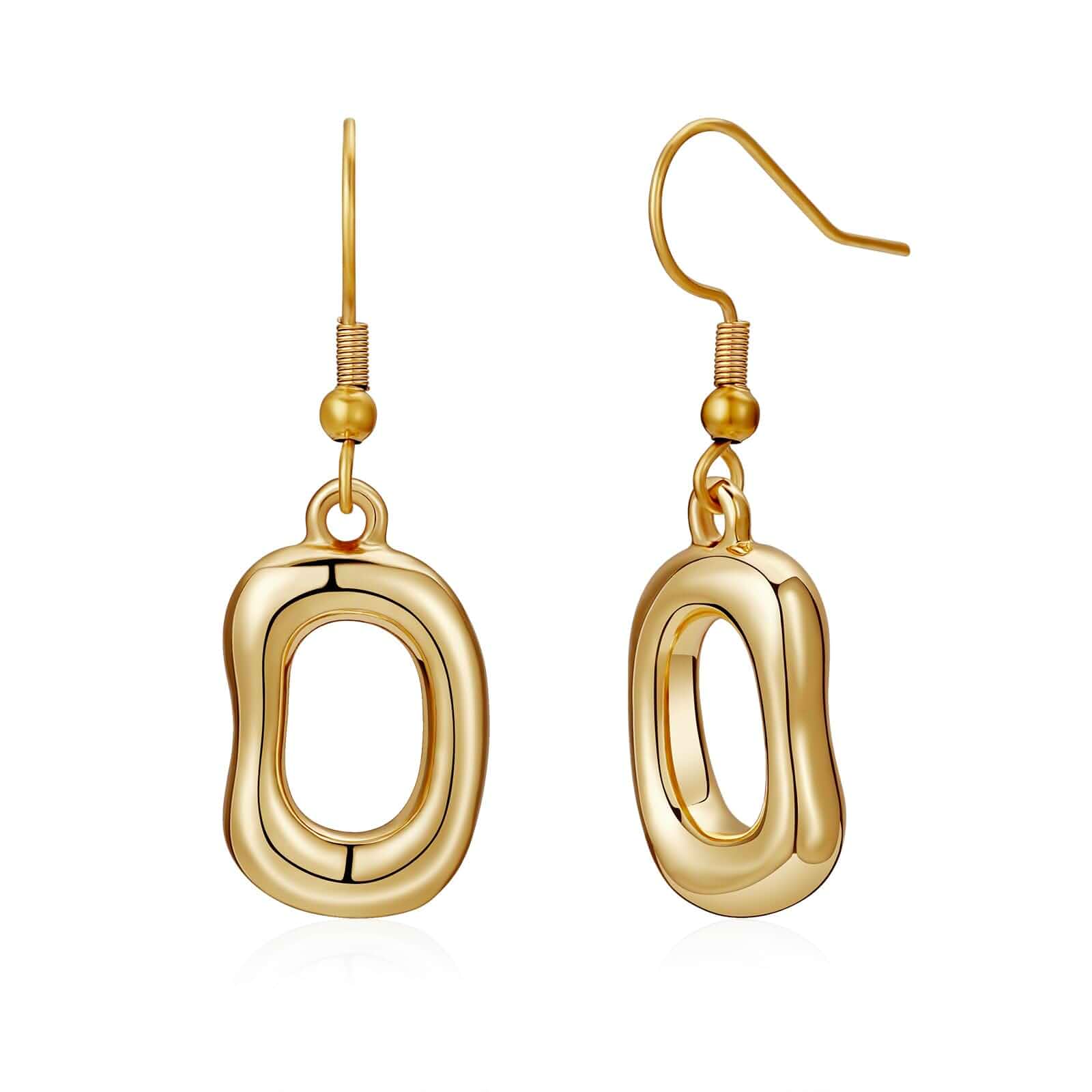 Dckazz 14K Gold Plated Square Oval Earrings Chunky Statement Drop for Women