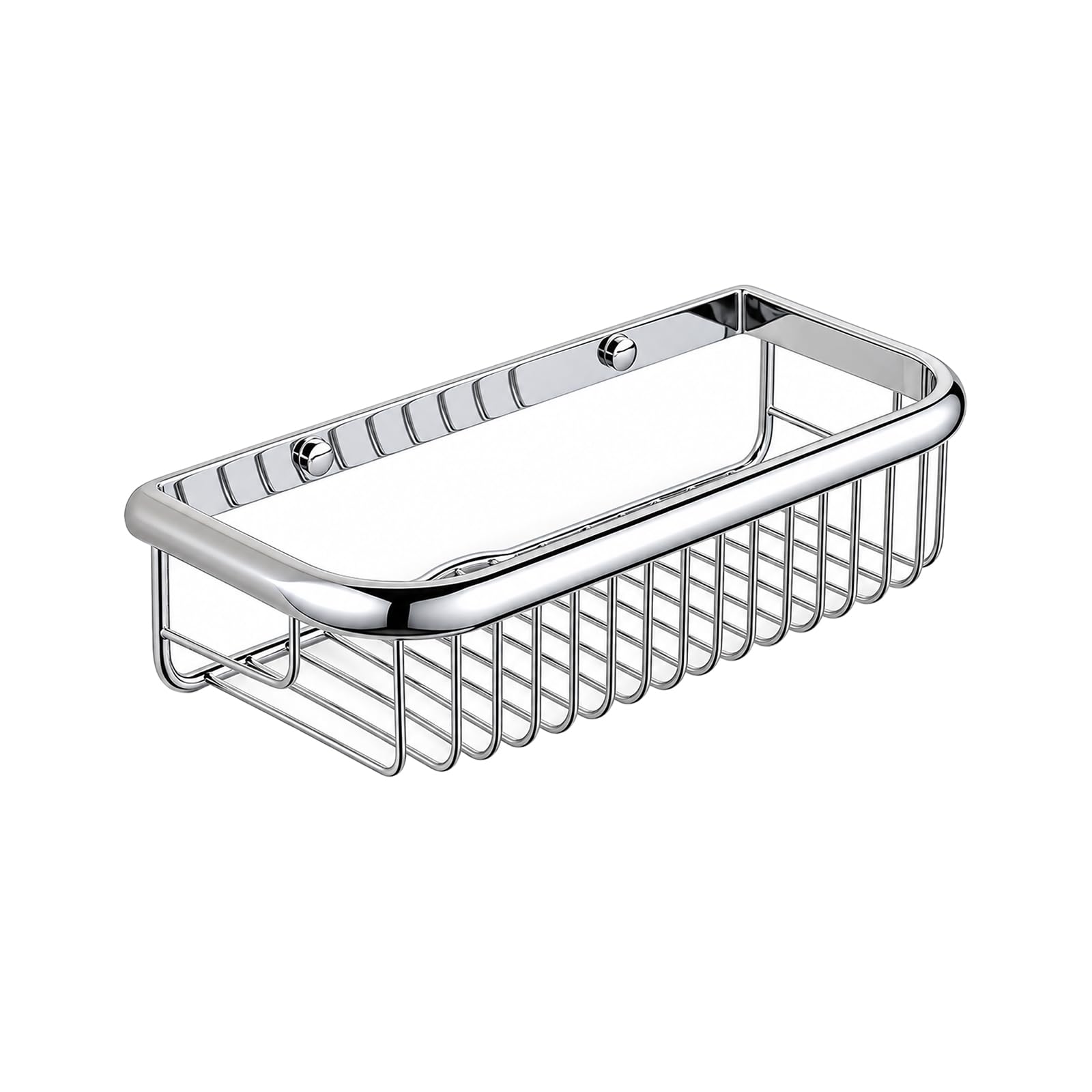 Carrito de ducha montado en la pared, cesta cromada de acero inoxidable