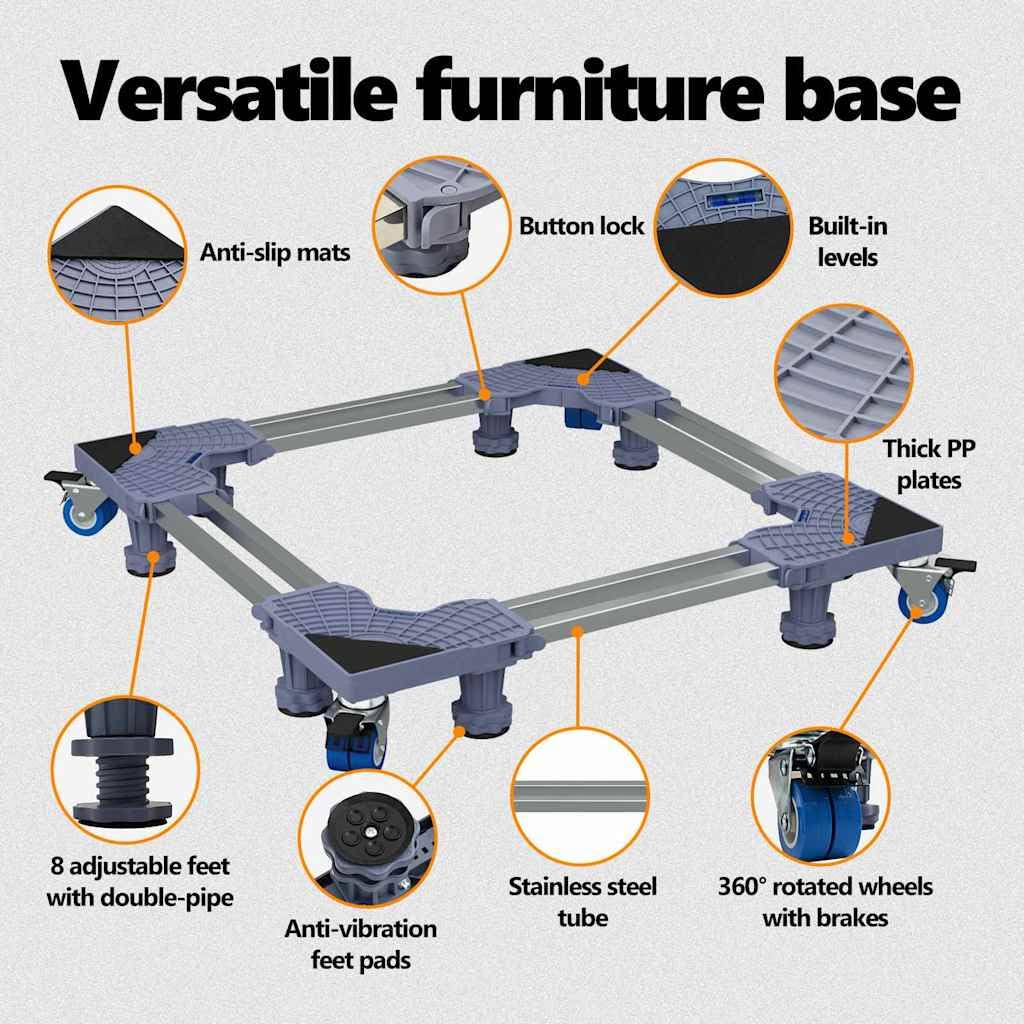 vidaXL Base para Lavadora Manual Gris 67 x 67 x 12 cm Acero Inoxidable