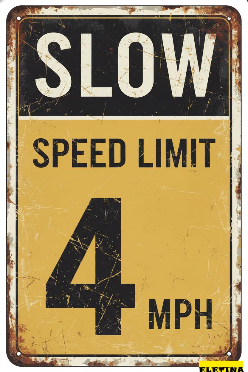 Speed Limit 4 MPH Traffic Tin Sign, 8x12 Inch