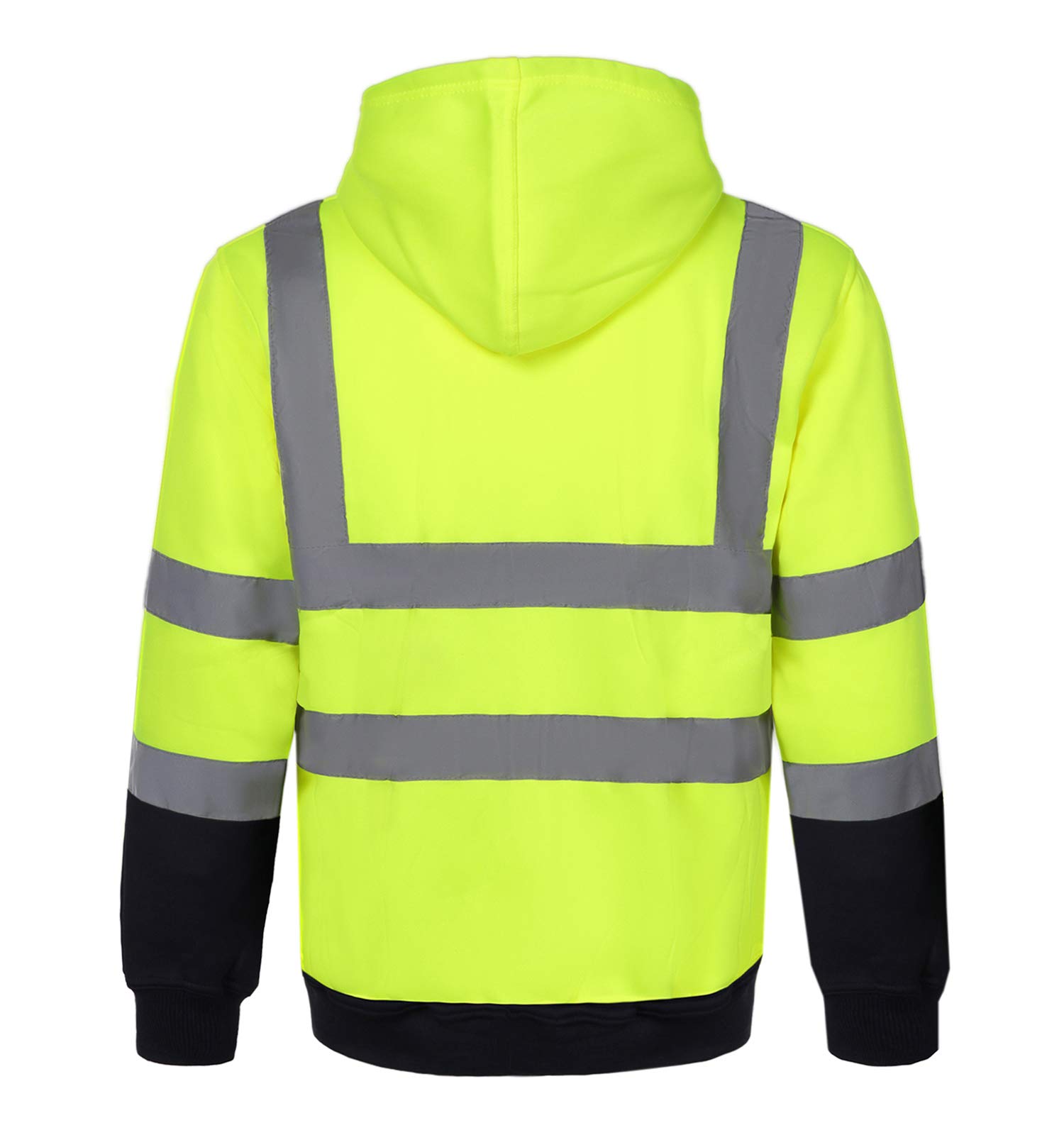 Męska odzież robocza pulowery Hi Viz bluza polarowa z kapturem z kapturem odblaskowa wysoka widoczność robocza sweter topy, Żółty + granatowy, L