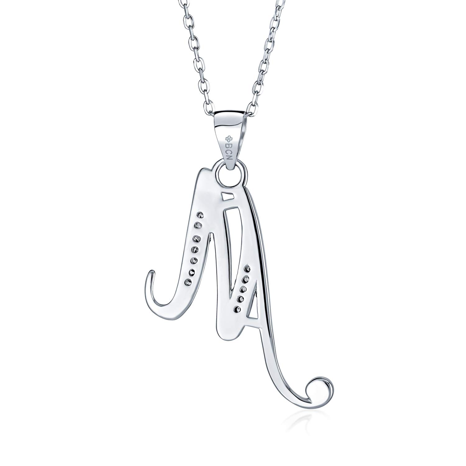 Bling Jewelry ABC - Collana con ciondolo a forma di lettera dell'alfabeto, con pavé di zirconi cubici e zirconia cubica per donne adolescenti, in argento Sterling 925