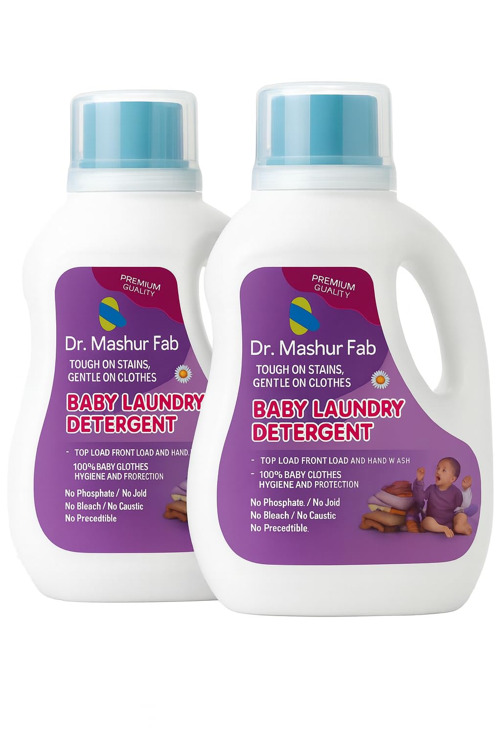 MASHUR FAB Baby Laundry Detergent, 500ml, With Bio-Enzymes, Aloe Vera & Neem, Dermatologically Tested, Free From SLS/SLES, Phosphate & Bleach (2)-image-11