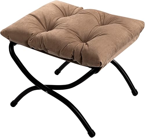 Miniatura 37 de HollyHOME Taburete reposapiés plegable de 15 pulgadas de alto, otomano plegable pequeño tapizado, taburete acolchado para sofá para silla perezosa,