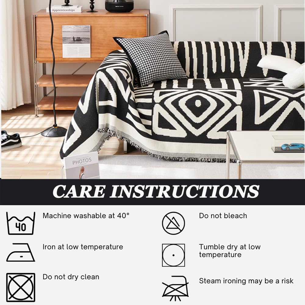 Highdi Bohème Housse de Canapé Extensible Serviette de Canapé Anti-Poussière Canapé Couverture Protège Canapé Réversible,Canapé Serviette Antidérapant Lavable (180x340cm,Gris)