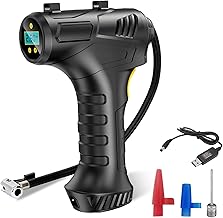 Gonfleur Pneus Voiture Sans Fil, ProChosen 12V 150PSI 6000mAh Gonfleur Pneus Voiture, Compresseur à Air Portatif Compresseur Voiture Gonfleur Electrique Mini Compresseur avec Lumière LED et 4 Buses