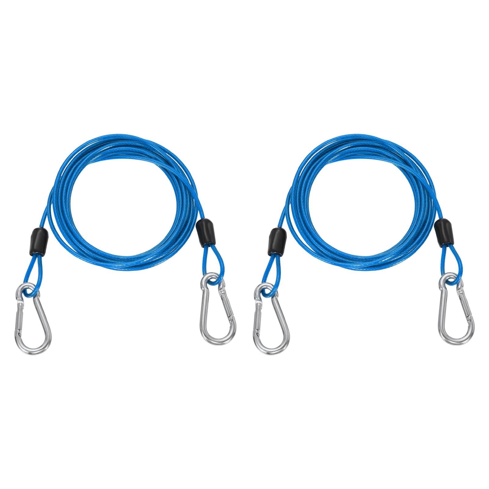 PATIKIL 2m Security Steel Cable with Snap Hook, 2Pcs PVC Coated Flexible Double Loop Wire Rope Bike Cable Lock Security Chain for Outdoor Travel Luggage, Clear Blue