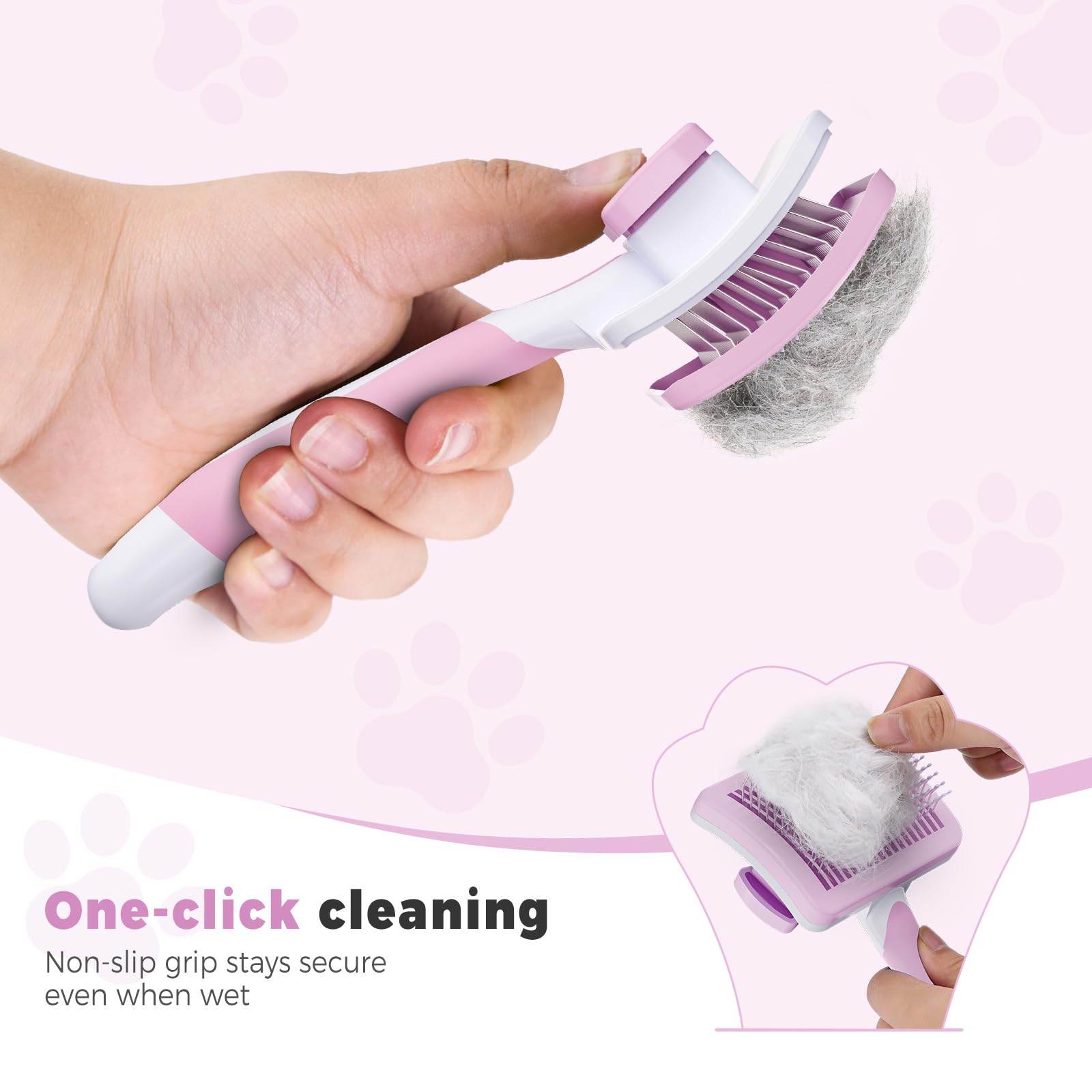 Diboniur Spazzola per Cani e Gatti, Autopulente Spazzola per Pelo Lungo e Corto, elimina efficacemente la tomentosi, sottopelo, grovigli (rosa)