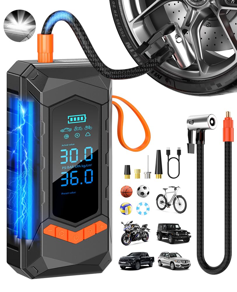Tire Inflator Portable Air Compressor 160 PSI 25000mAh Cordless Air Pump for Car Tires with Digital Pressure Gauge
