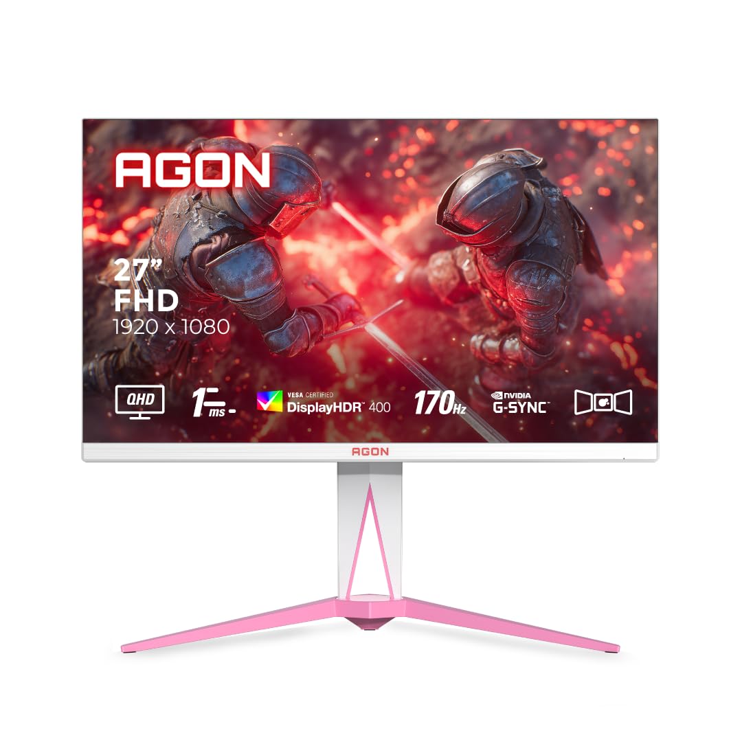 AOC AG275QXR 27" QHD White and Pink Gaming Monitor with Fast IPS, 170H