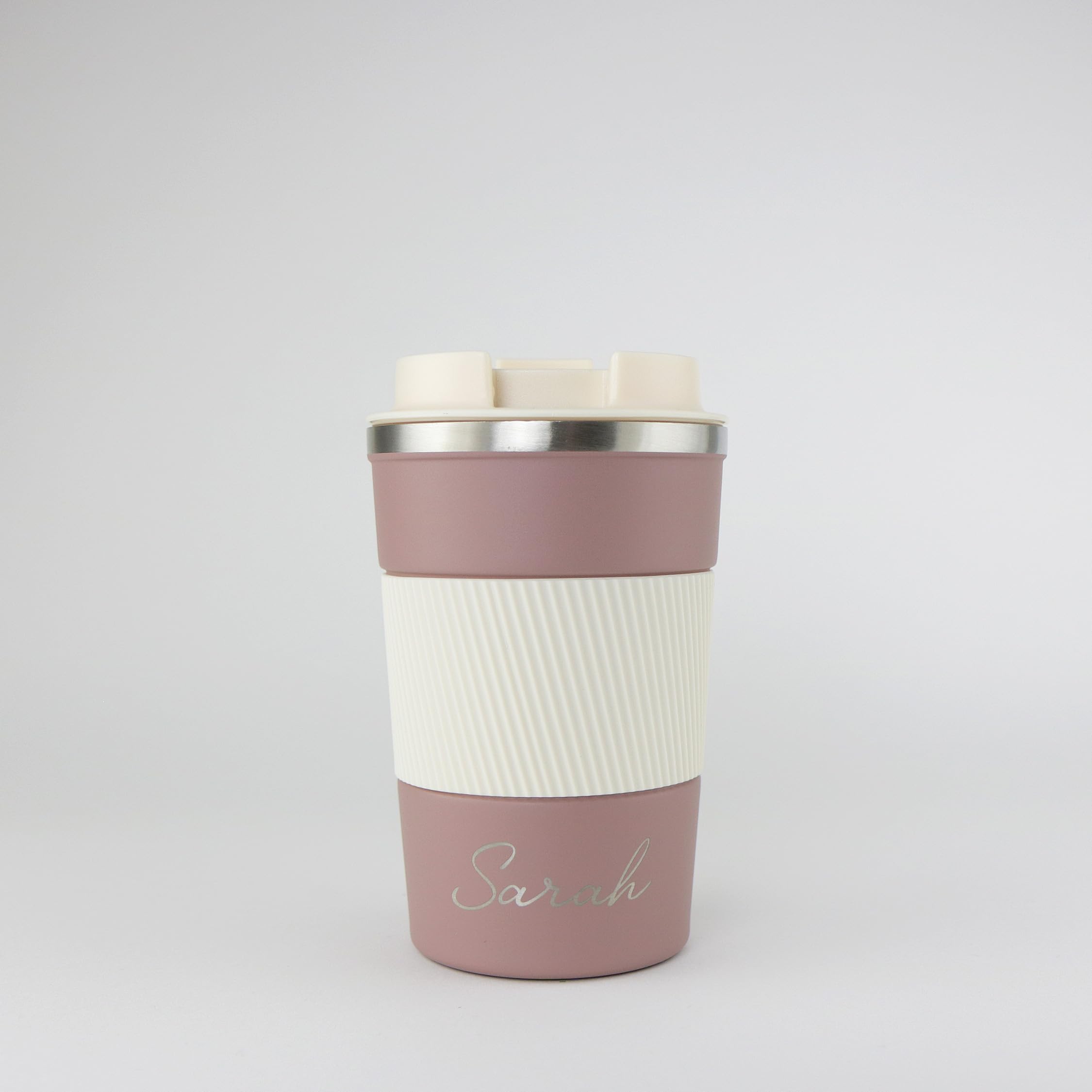 cribstar Personalised Engraved Insulated Travel Mug | Stainless Steel Tumbler | Double-Walled Tea/Coffee Cup | Leak-Proof & Reusable | Keeps Drinks Hot 12h / Cold 24h | Thermal Mug (Mocha, 380ml)