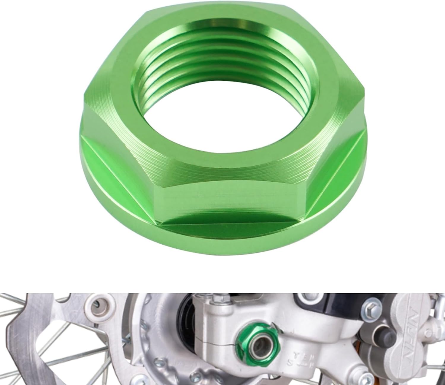 NICECNC M18XP1.5 Motorcycle Front Axle Shaft Lock Nut Rim Compatible with Kawasaki KX125 04-08 KX250 04-08 KX250F 04-18 KX250 19-21 KX450F 06-18 KX450 19-21 KLX450R 08-19,See Fitment