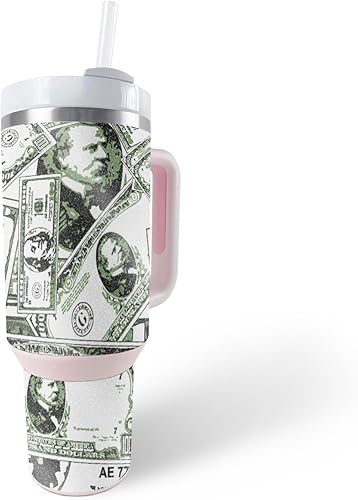 MightySkins - Vaso con purpurina brillante compatible con Stanley The Quencher H2.0 FlowState de 40 onzas, Phat Cash, acabado de purpurina