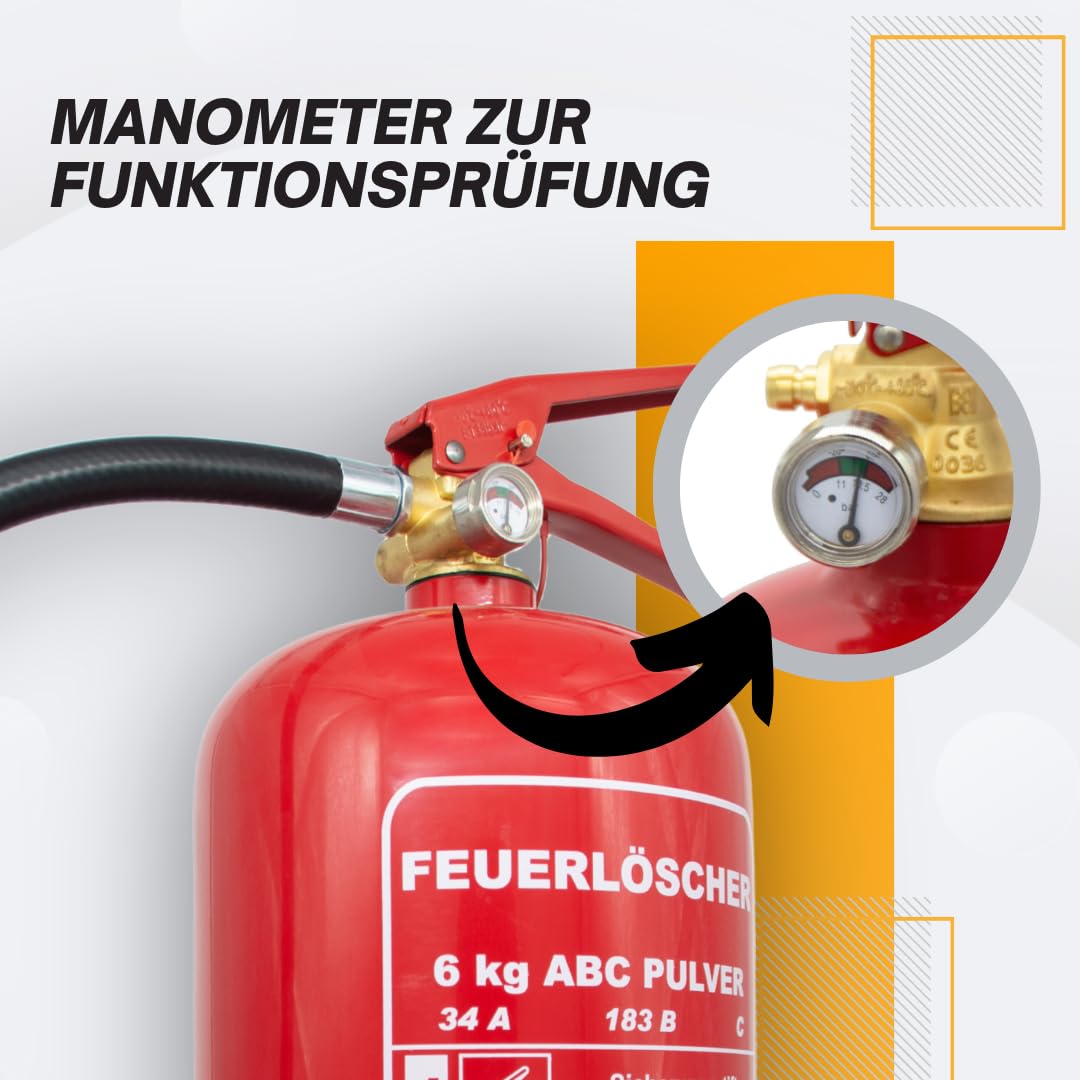 3 x 6kg Pulverlöscher, Feuerlöscher, Autolöscher, ABC Pulver, Pulver Feuerlöscher inkl. Halterung und Prüfschild