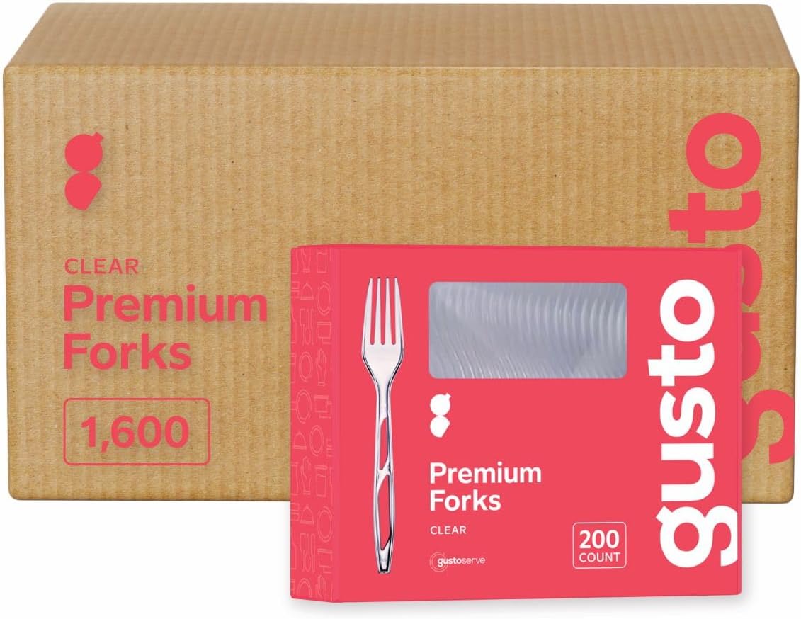 Comfy Package [Case of 1,600] Premium Heavyweight Disposable Forks - Clear Plastic Forks, Plastic Cutlery, Perfect for Parties, Events, and Catering