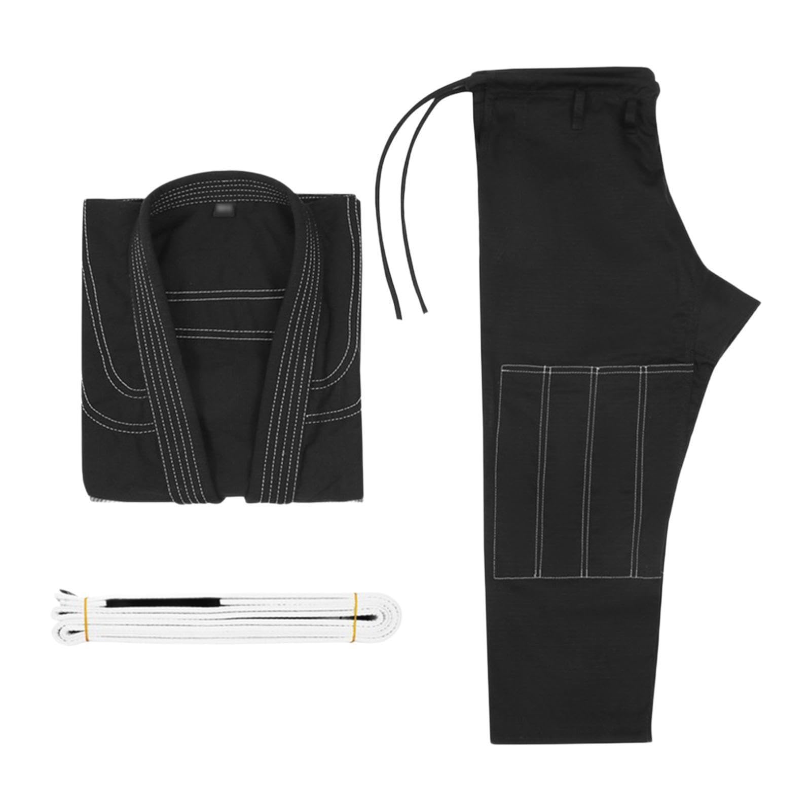 Accesorios de ropa para artes marciales, traje de Jiu Jitsu, cinturón, transpirable, ligero, deportivo, agarre, ajuste cómodo, kimono de torneo de, Negro, A1